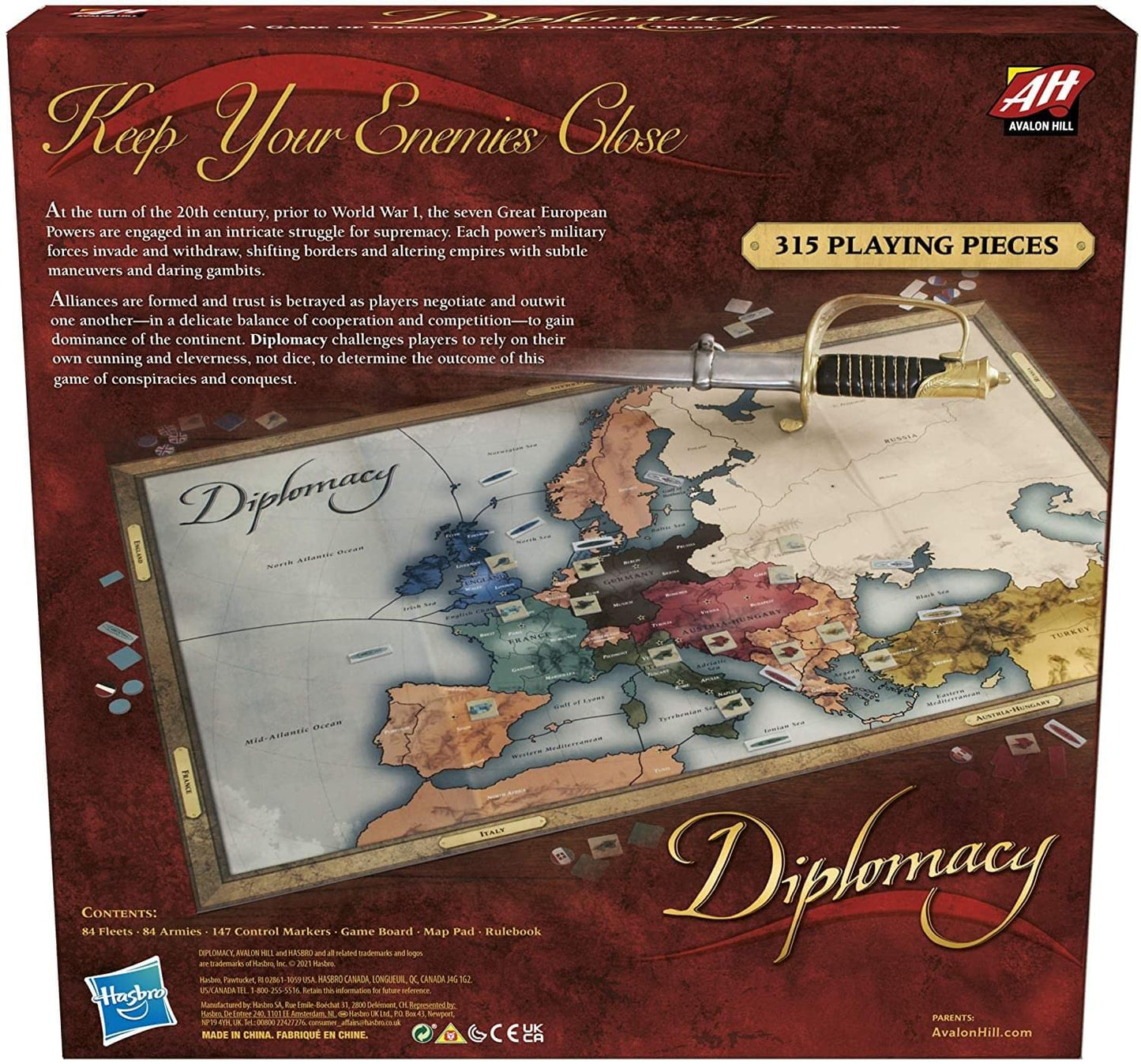 Hasbro Gaming Avalon Hill Diplomacy – Cooperative European Strategy Board Game (2-7 Players, Ages 12+)