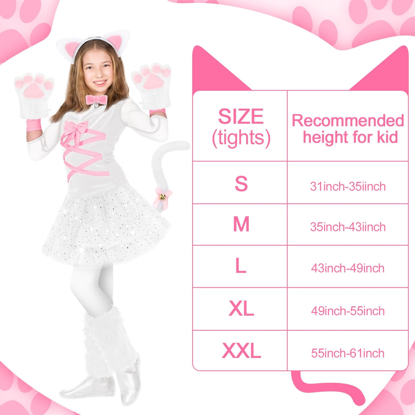 Haull 8 Pcs Halloween Kitten Cat Costume Accessories for Girls – Cat Ear Headband, Tail, Skirt & More