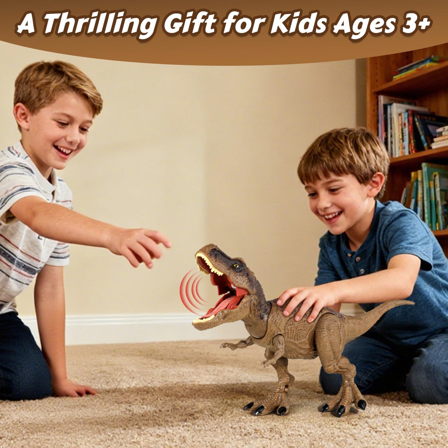 HAYXUN Jurassic T. Rex Action Figure – Interactive Dino Toy with Sound & Rampage (Ages 3–7)