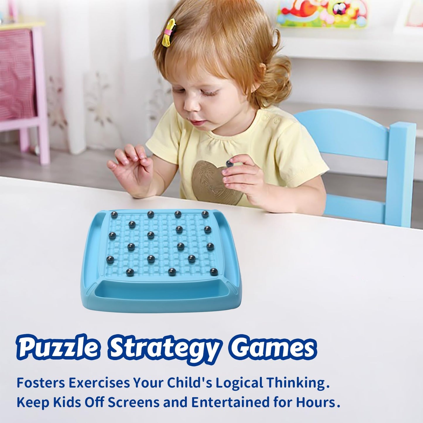 Hcusus Magnet Game - Family Magnetic Board Game for 2-4 Players (Blue)