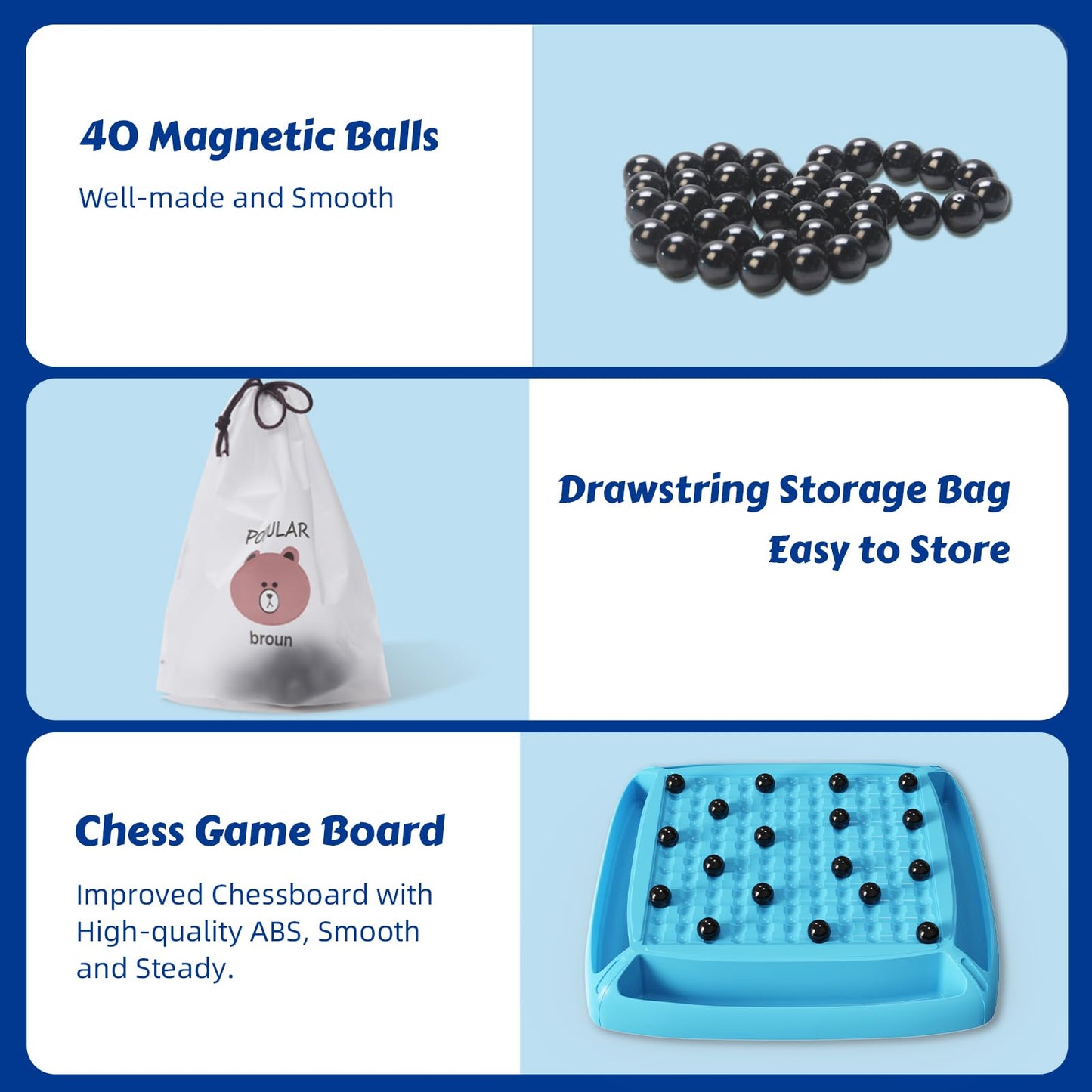 Hcusus Magnet Game — Magnetic Chess for 2-4 Players, Portable Family Night