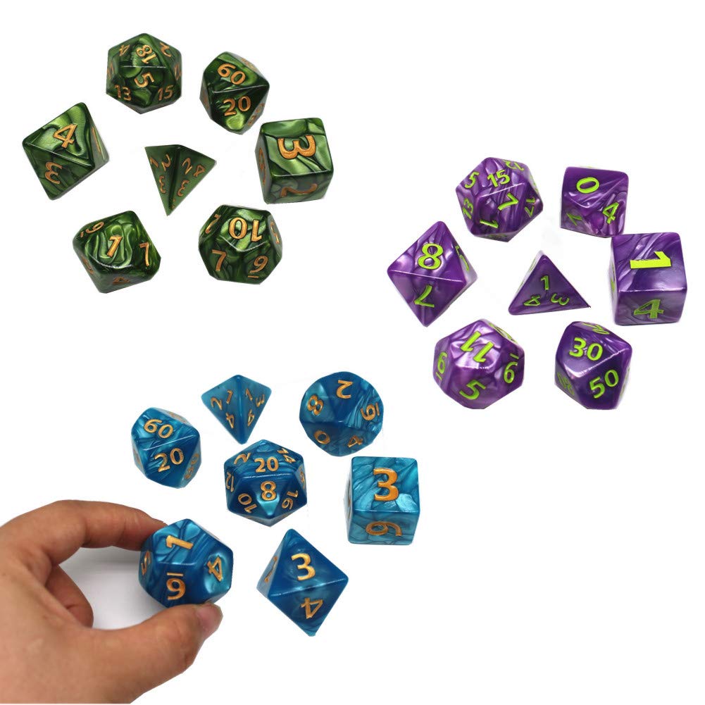HD 3 Pack 25mm Giant DND Dice Set – Oversize Polyhedral Dice for D&D & RPGs (Blue/Green/Purple)