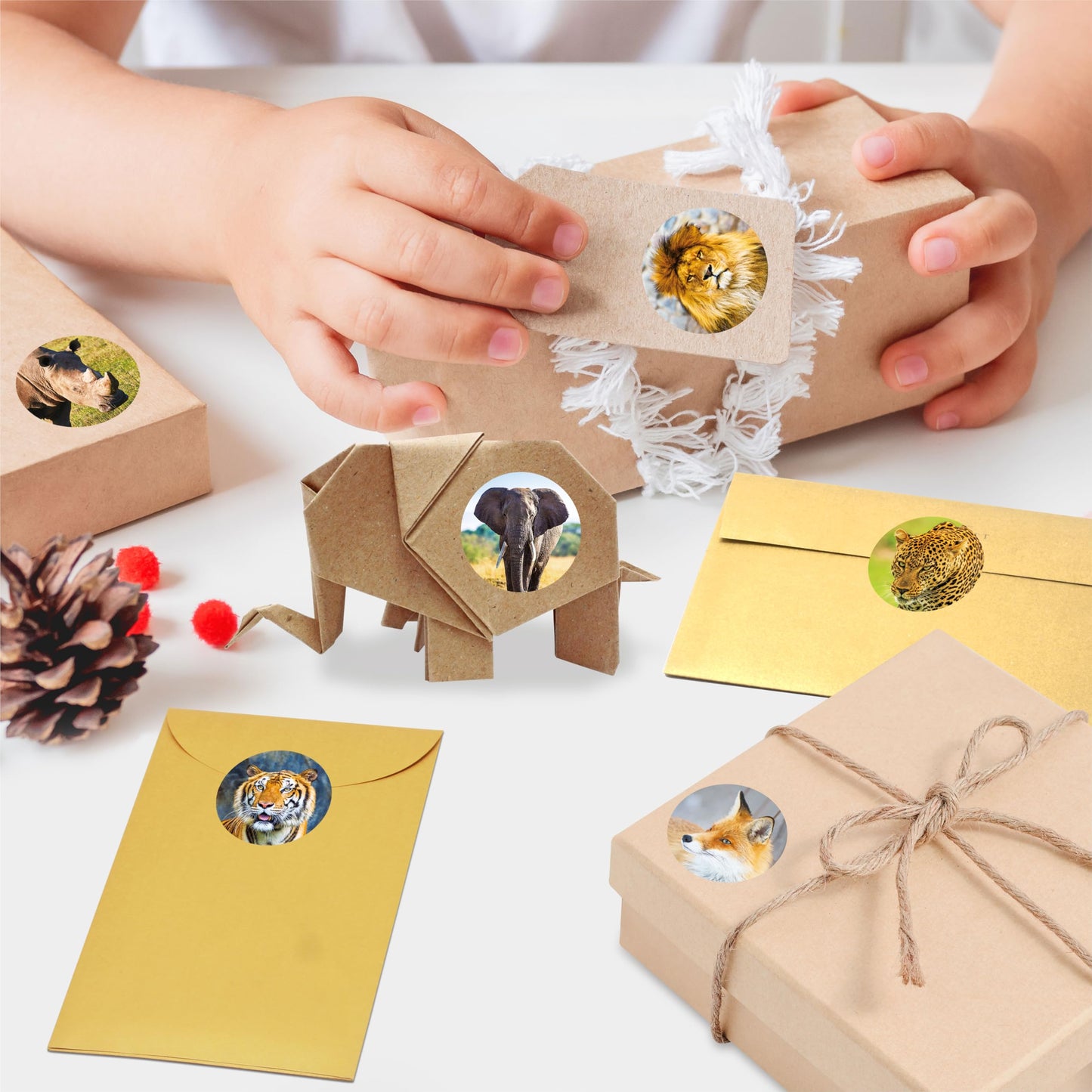 Hebayy 600Pcs Realistic Jungle Animal Stickers – 16 Designs, Perforated 2-Roll Pack