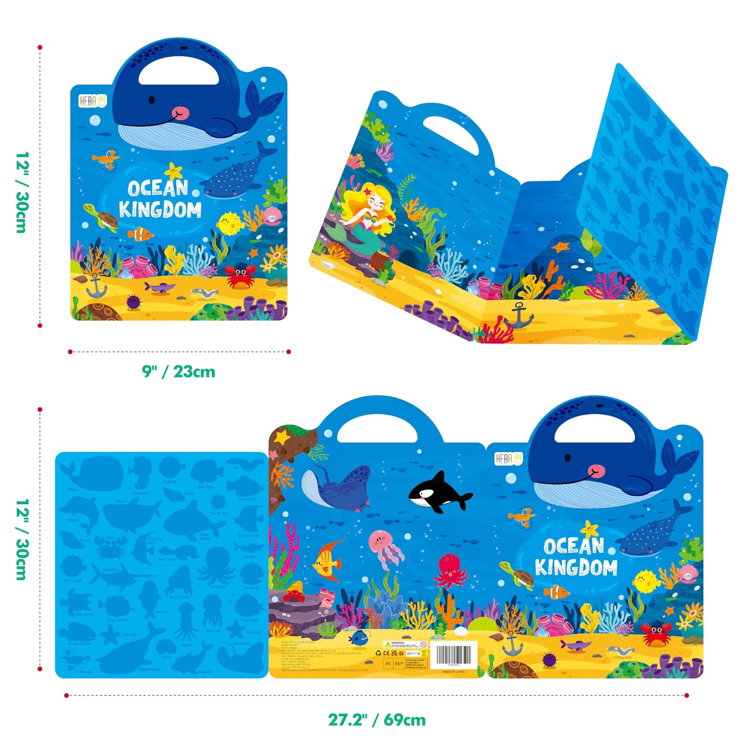 Hebayy Reusable Jelly Sticker Book — 36 Marine Animals Gel Clings for Toddlers