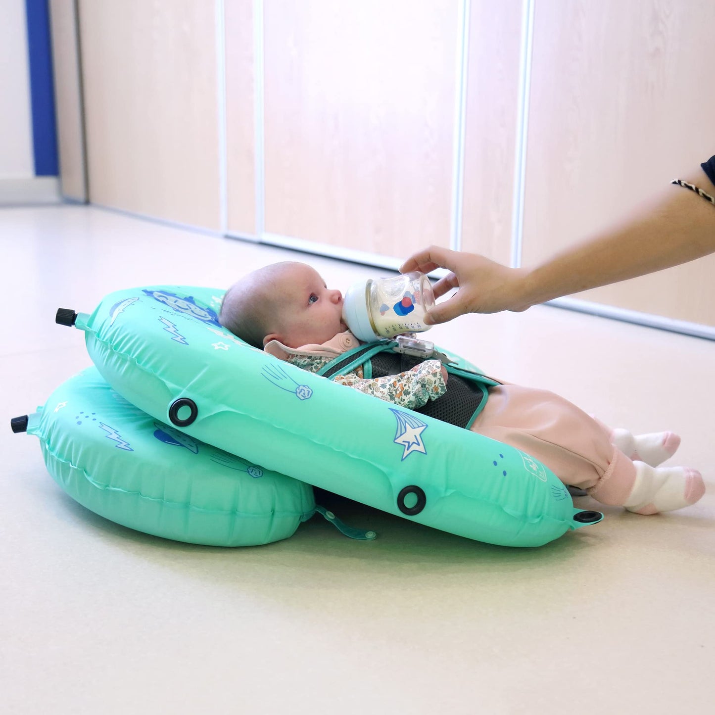 HECCEI Mambobaby Float Bed Self-Inflating Baby Pool Float with Canopy (Limited Edition Green)