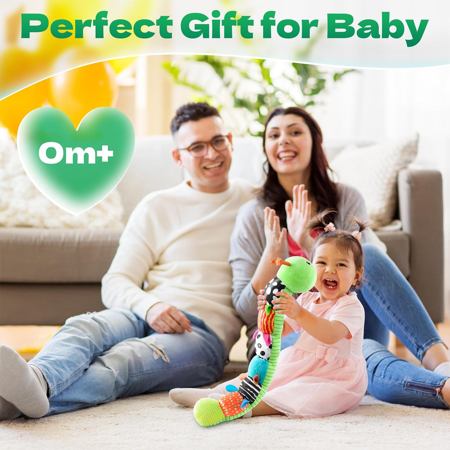 HEMRLY Baby Gifts: Musical Caterpillar Plush Toy for 0-12 Months | Teether, Rattle & Sensory Play