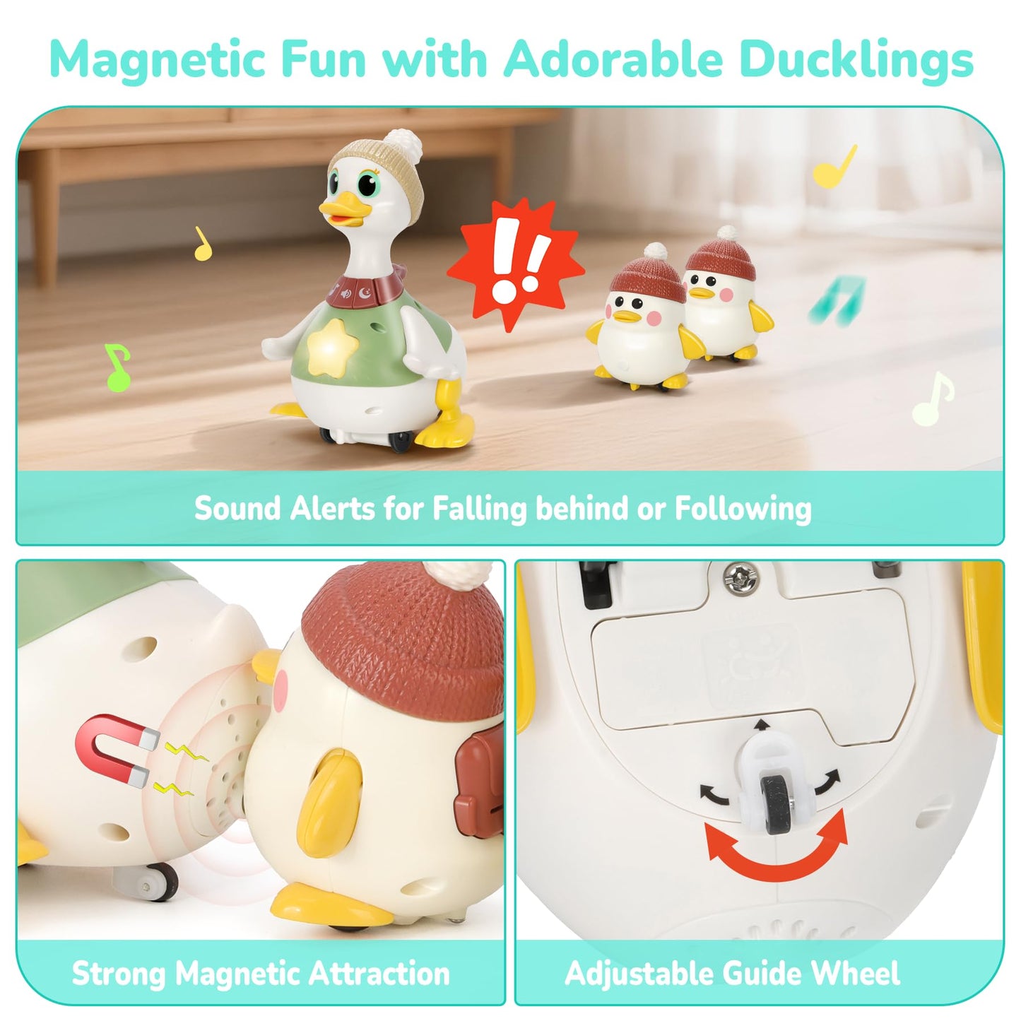 Hestiasko Tummy Time Duck Toy Set (6–12 Months) – Lights, Music & Crawling Play