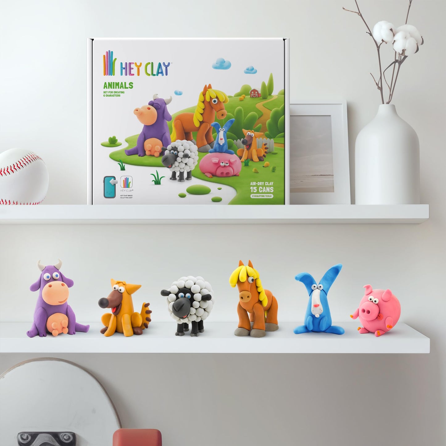 Hey Clay Animals – 18-Can Air-Dry Clay with Interactive App for Ages 3–11
