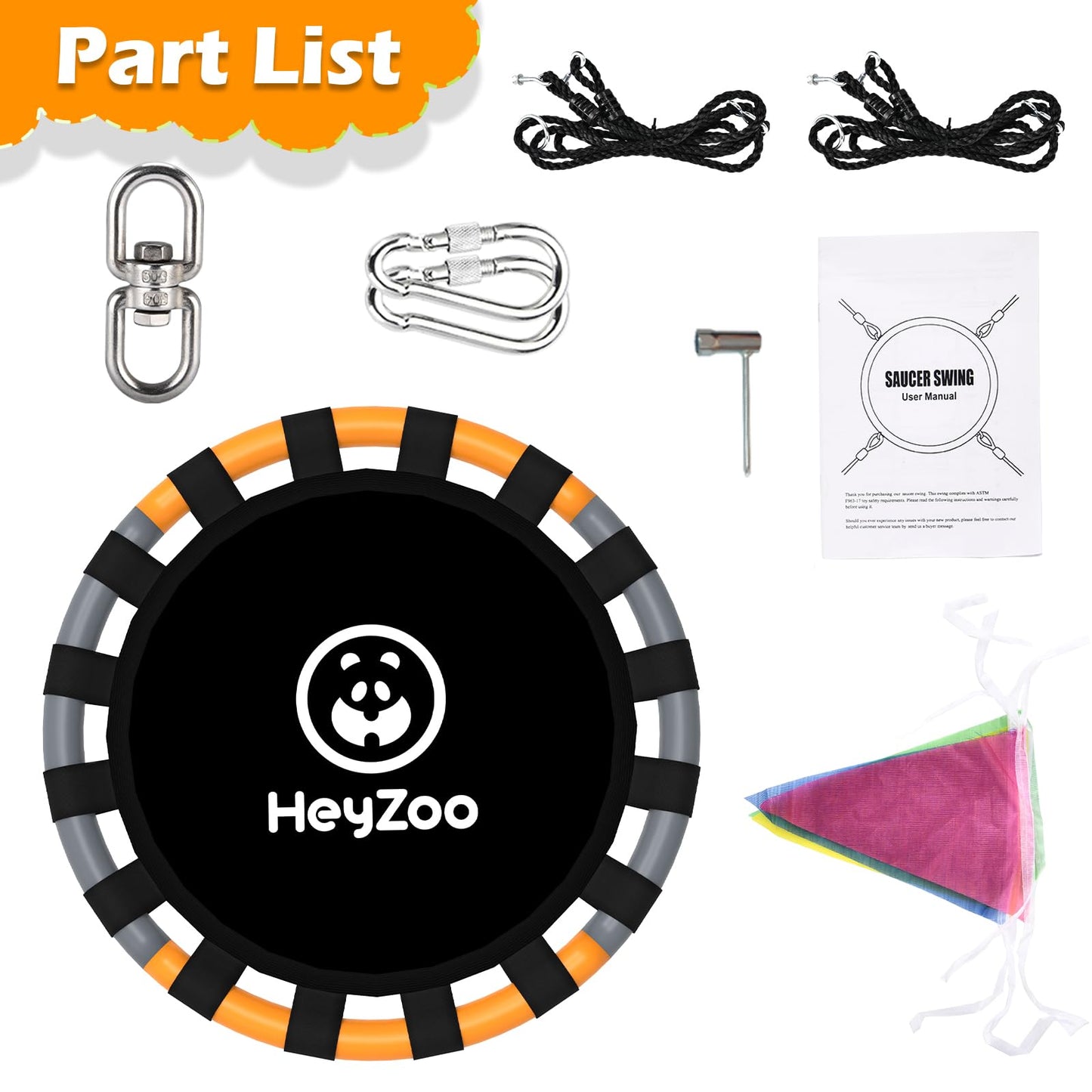 HeyZoo Saucer Swing – 24-Inch Backyard Swing Set, 900lbs, 360° Swivel