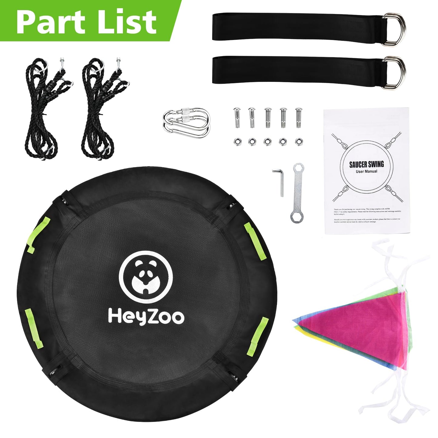 HeyZoo Tree Swing 40-Inch Saucer Swing for Kids — 900lbs Capacity, Adjustable Straps