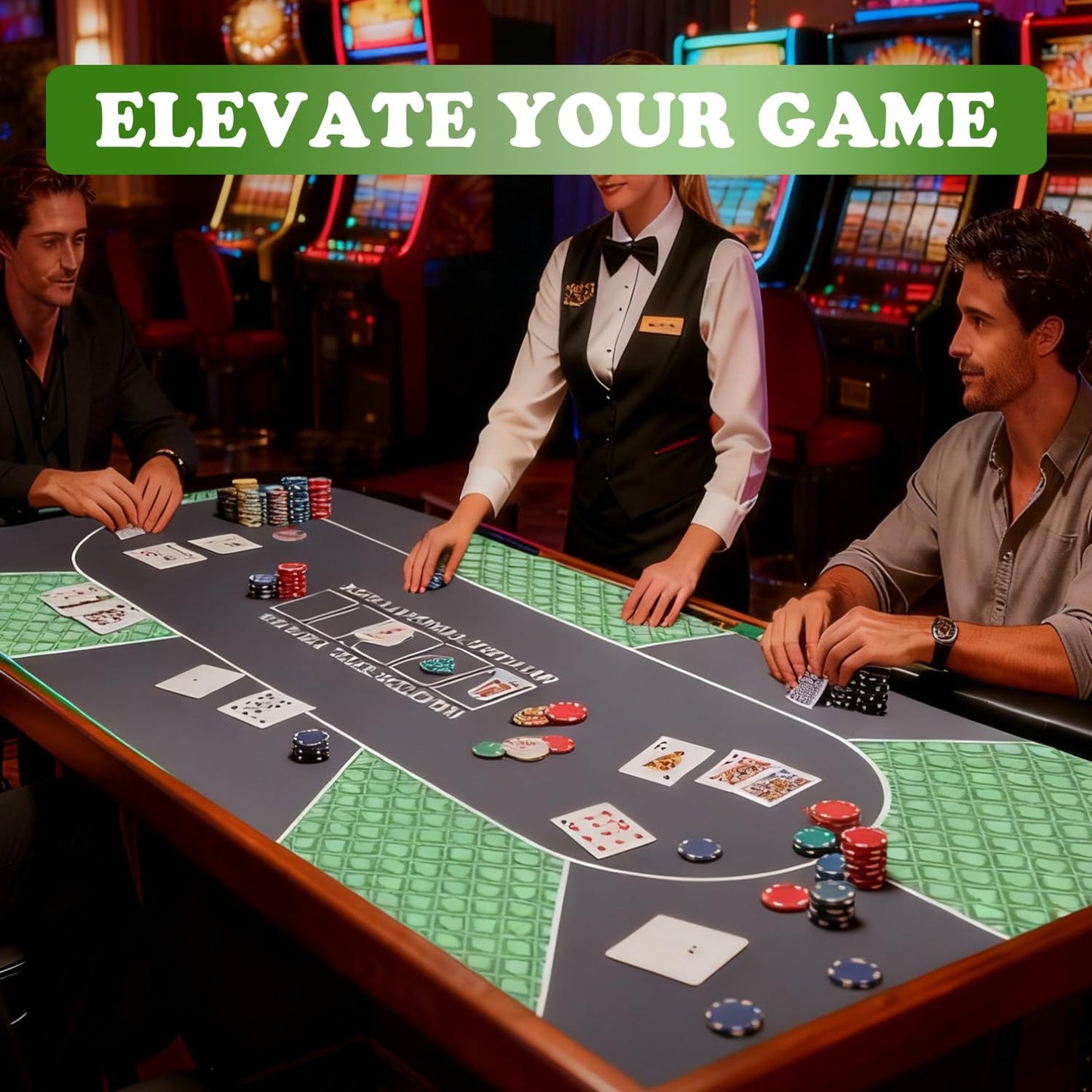 HHH HIKECUCAN Poker Mat for Table – 70x35 Inch, Green & Blue