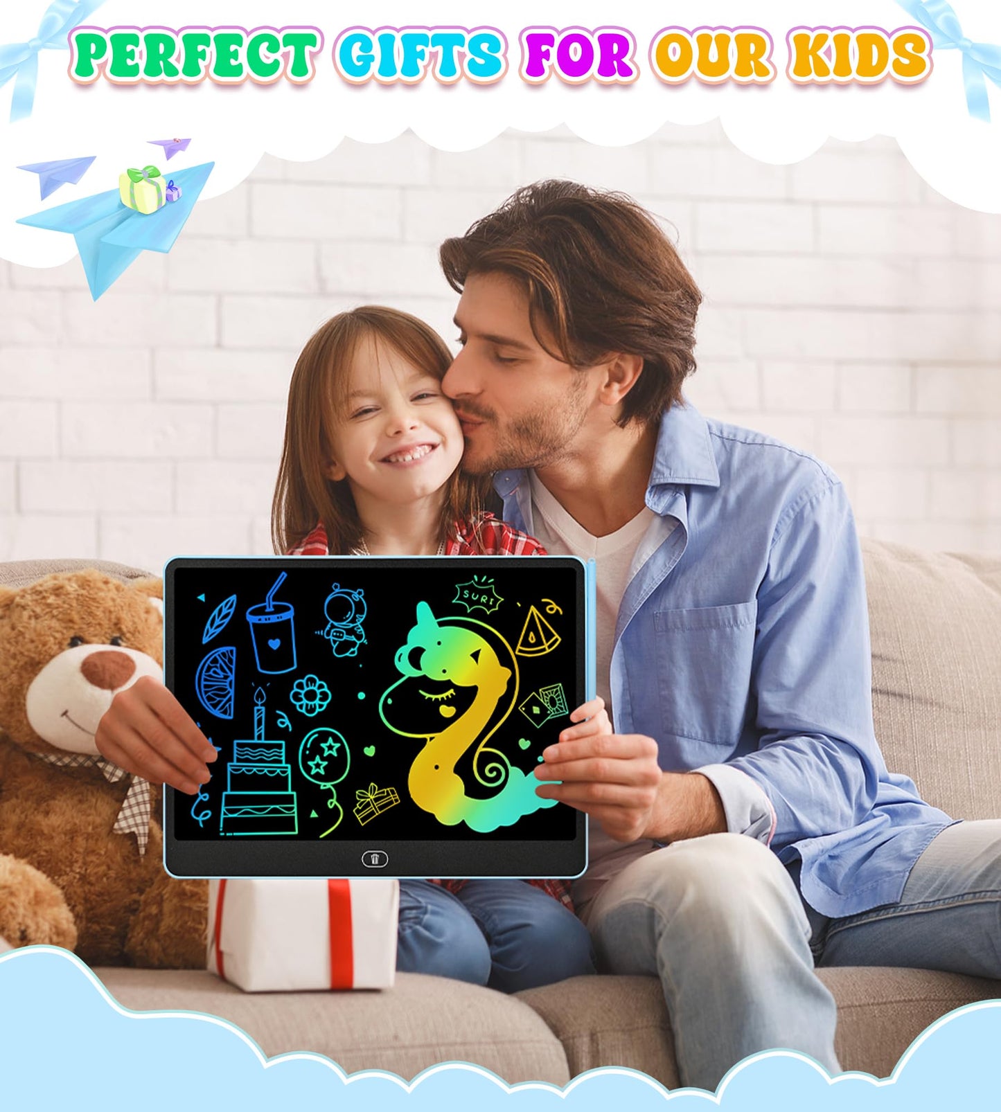 HHN 16-Inch LCD Writing Tablet for Kids – Colorful Doodle Board, Safe and Eye-Friendly