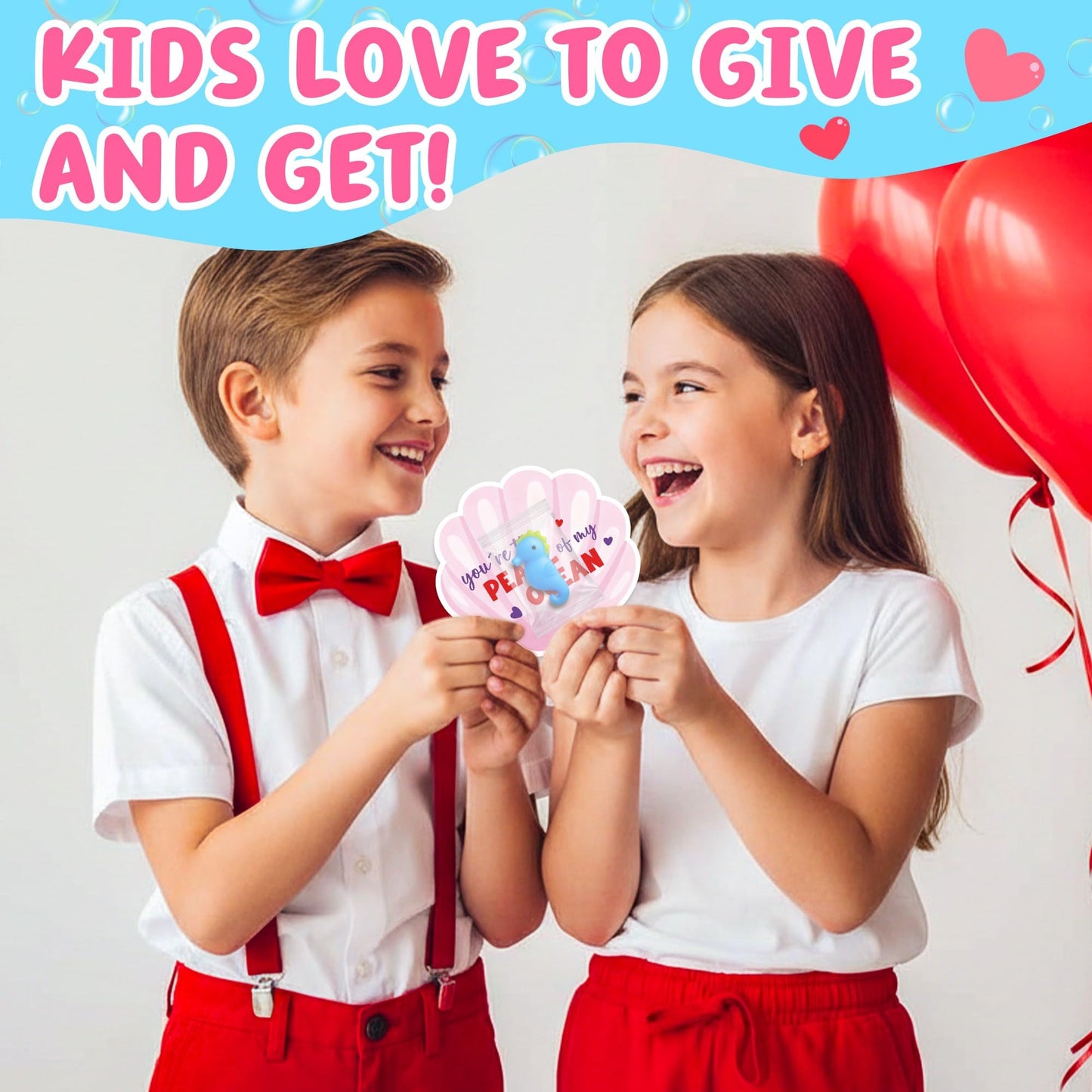 HiFulerr Valentines Day Cards for Kids – 30 Ocean Mochi Squishy Valentines for Class