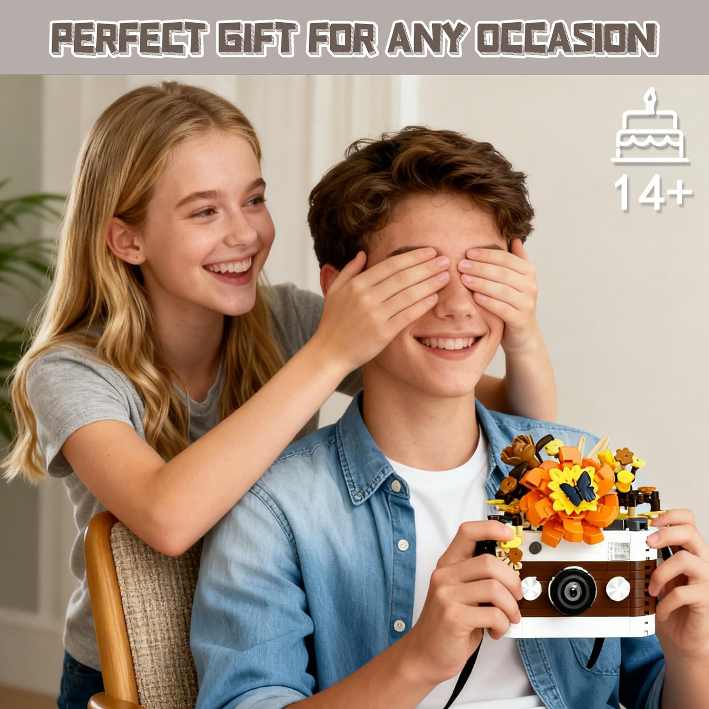 HIGH GODO 2-Set Cute Flowers Camera Building Set | 536-Piece Creative Block Build for Teens & Adults