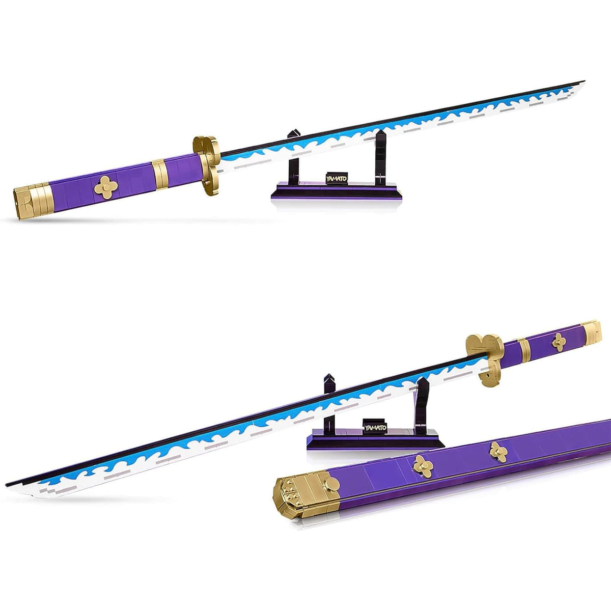 HIGH GODO Anime Cosplay Swords Building Set — Purple Enma Zoro Sword, 936 Pieces, 38.8in with Scabbard