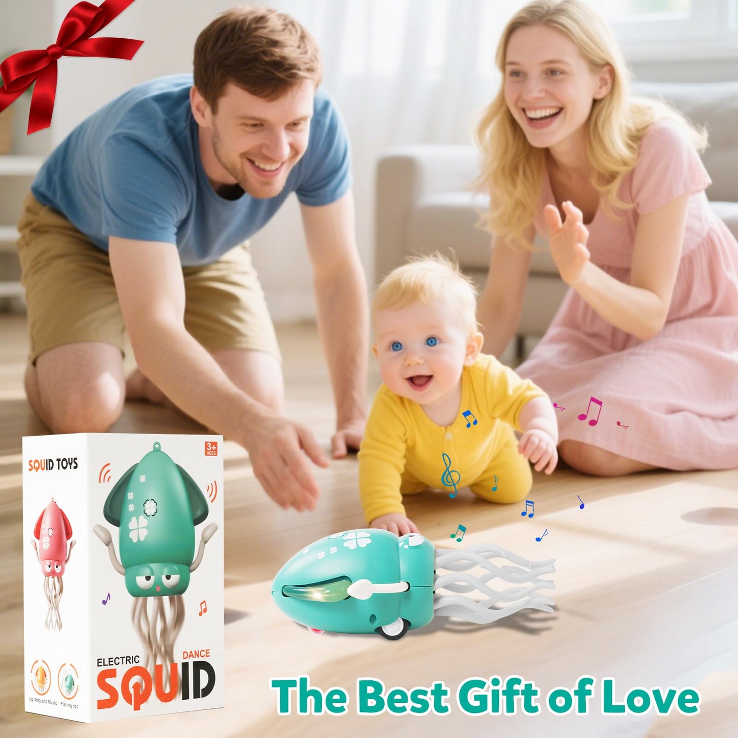 Hirger Dancing Octopus Baby Toy – Interactive Crawling Squid with Lights & Music for Infants & Toddlers