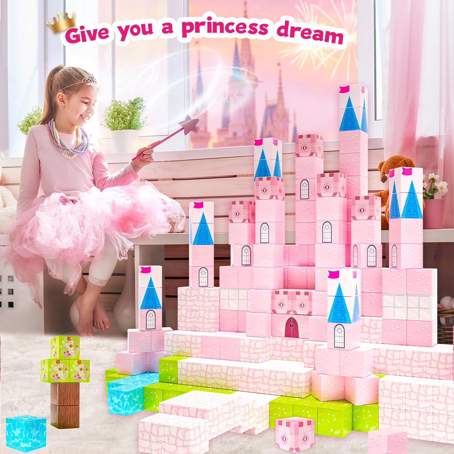 Hiwawind Updated Magnetic Blocks - Princess Castle | STEM Montessori Toy 3-8