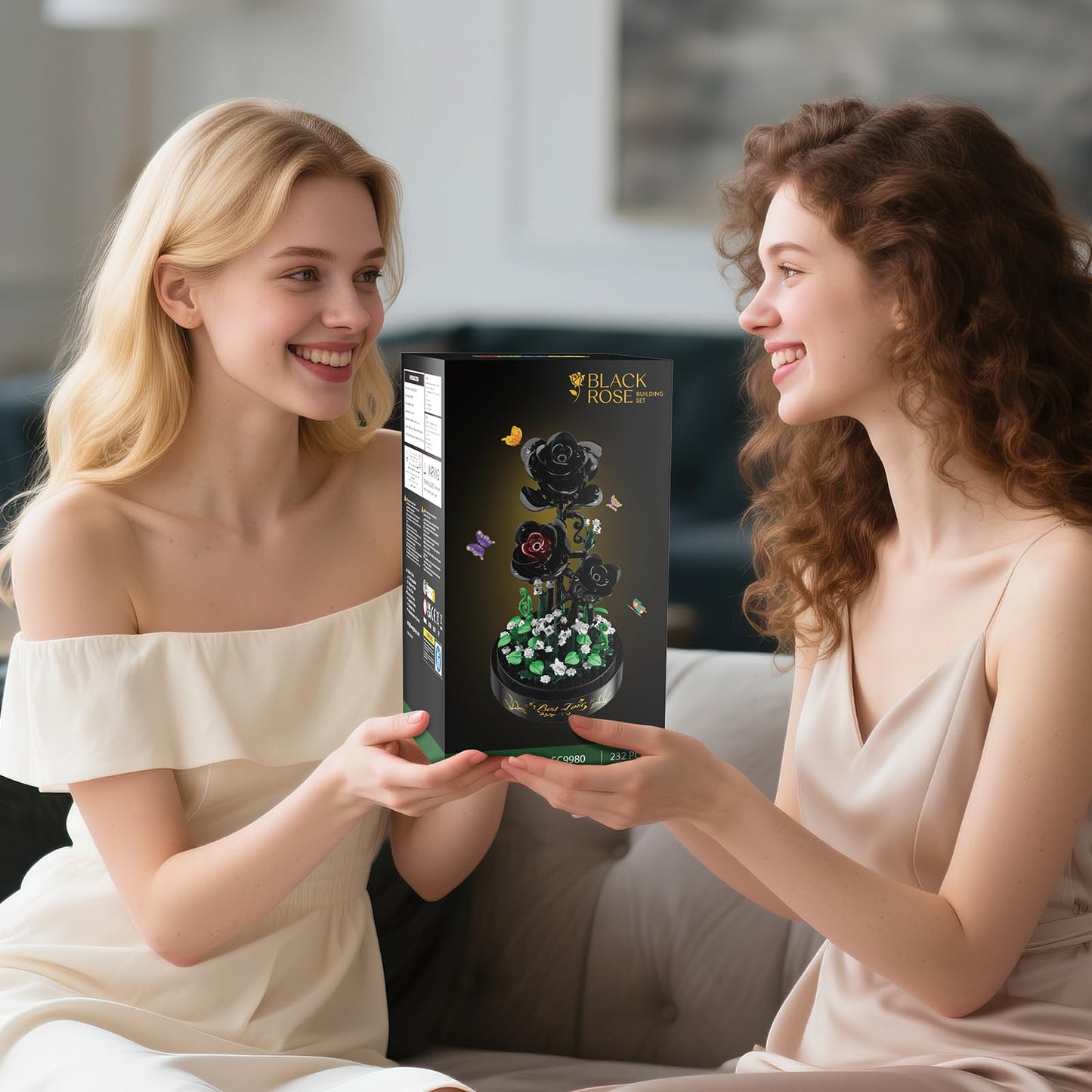 HiWEEGO Flower Building Set with LED Light — 232 PCS Black Rose Kit