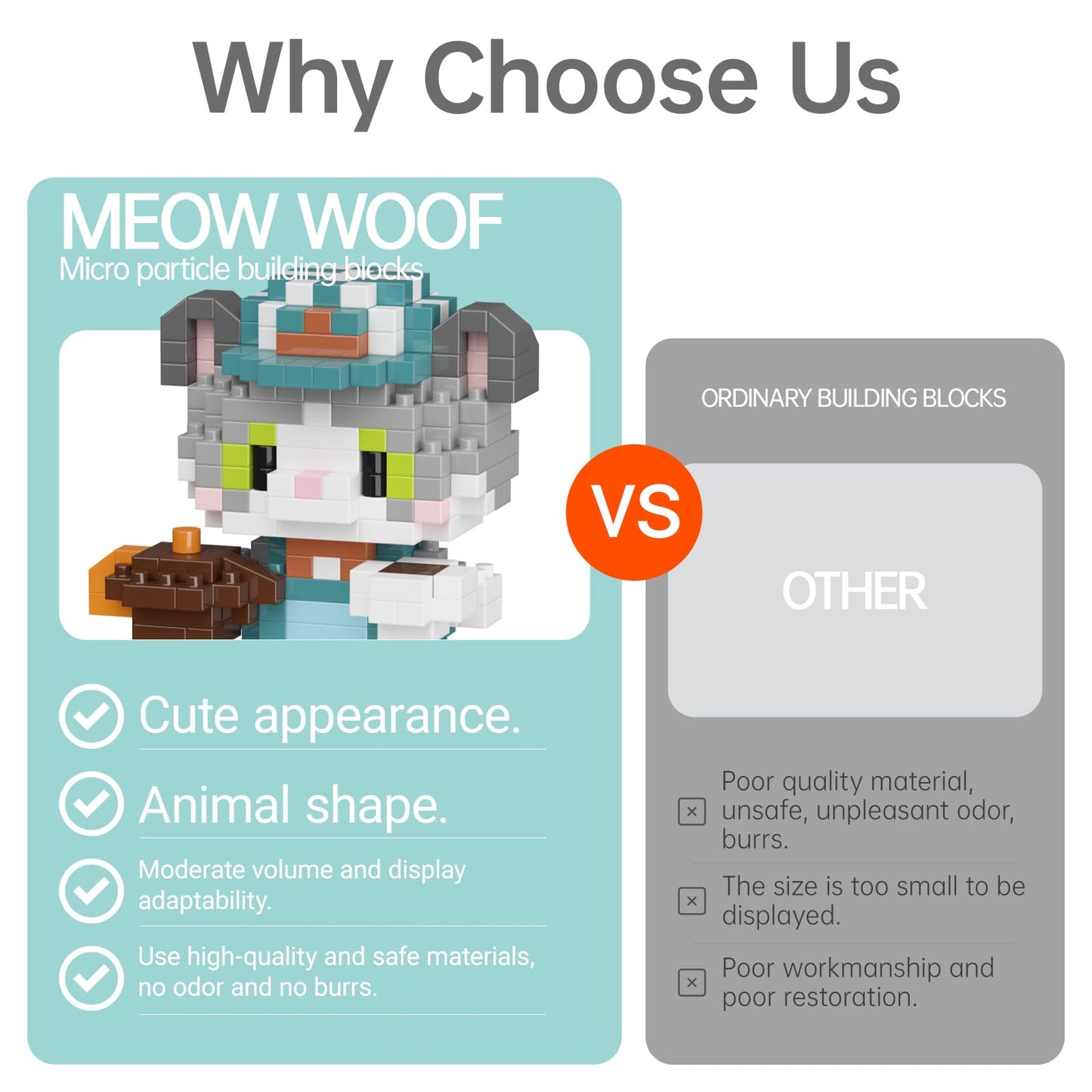 HJPLPXH Cat and Dog Micro Mini Building Block Sets – 12 Model Kits for Kids