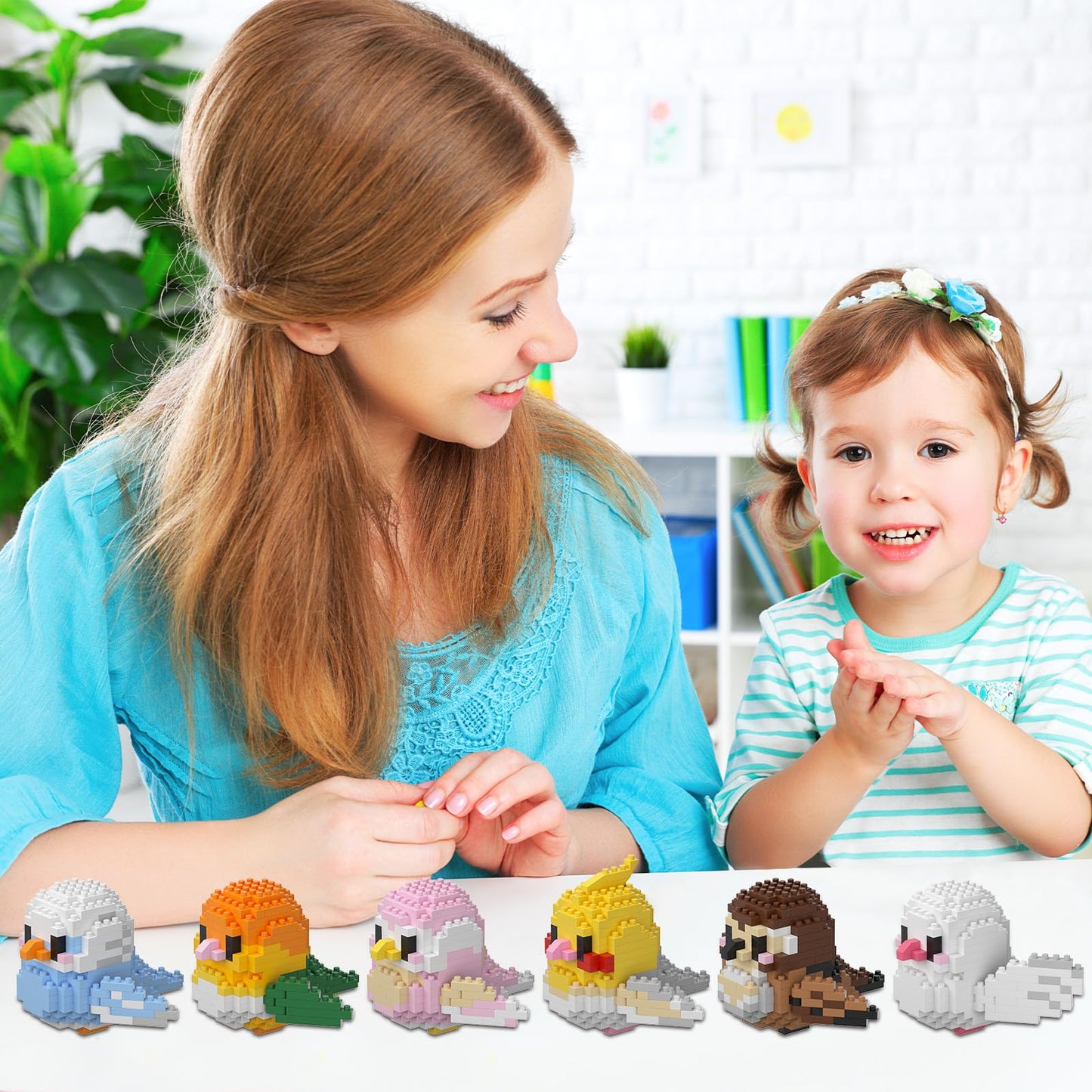 HJPLPXH Parrots Micro Mini Building Block Sets — 6-Box Bird-Themed Mini Bricks for Kids