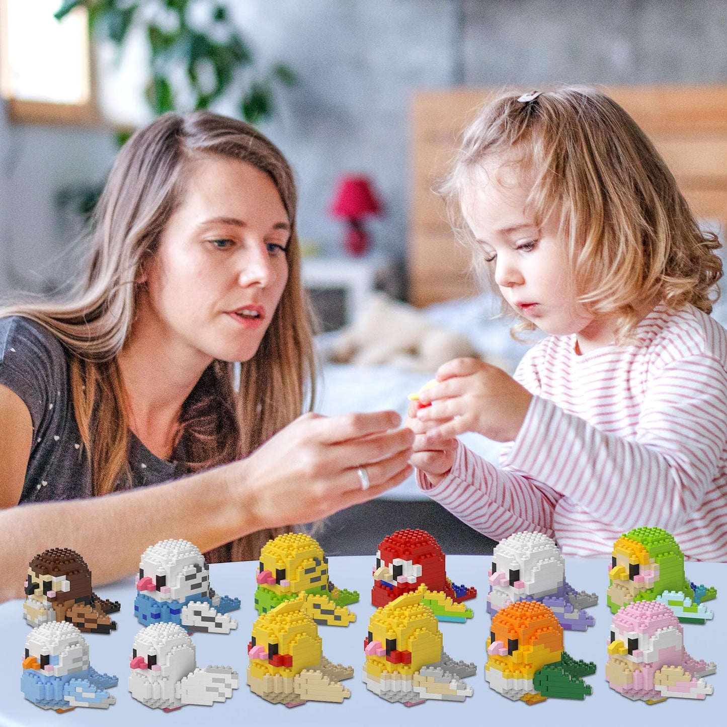 HJPLPXH Parrots Micro Mini Building Block Sets – 12-Box Bird Series for Kids