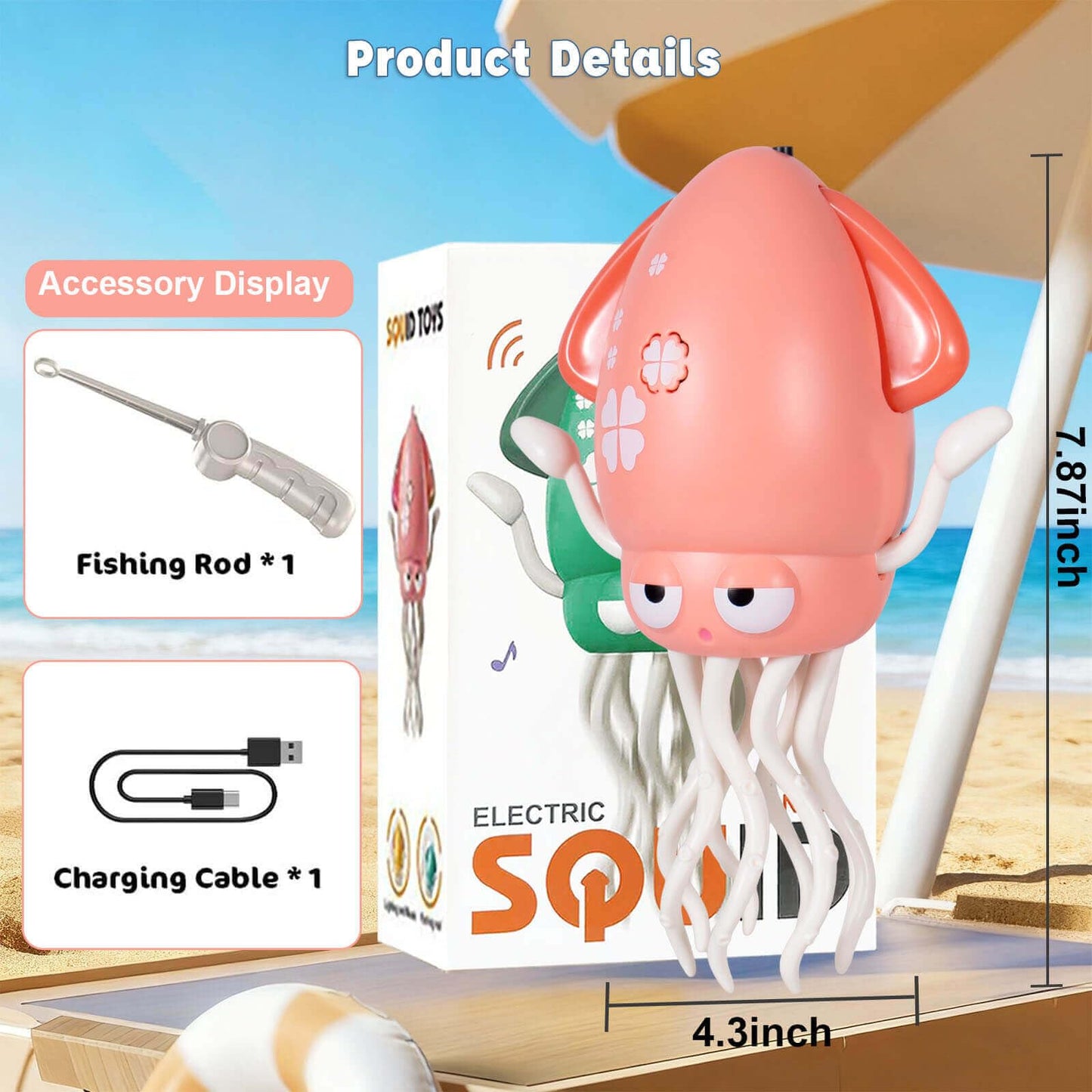 HLXY Dancing Octopus Toy | USB Rechargeable Tummy Time Crawling Toy (Pink)