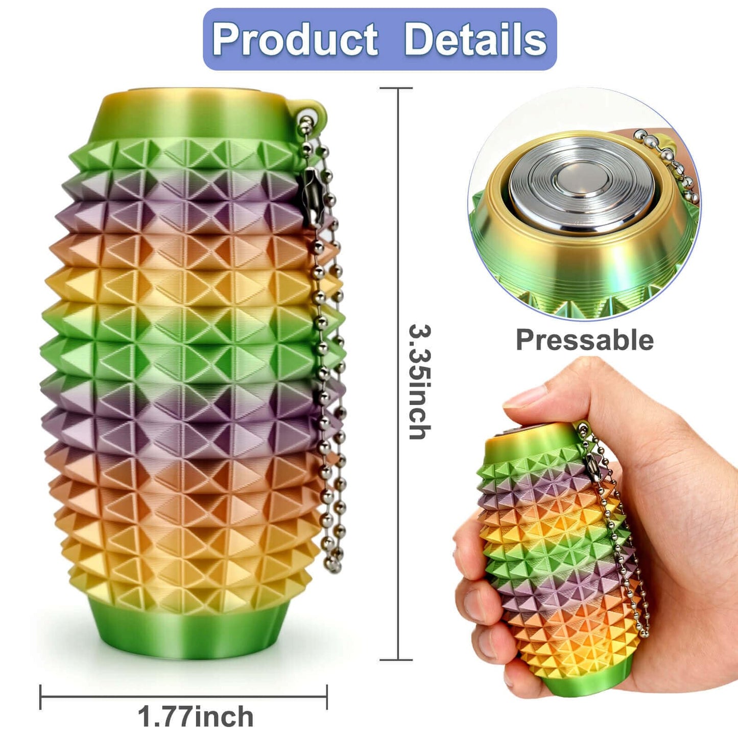HLXY Little Ouchies Pain Stim Fidget Toy – Spiky Grippie Keychain (2-Pack) for Focus and Portable Sensory Play