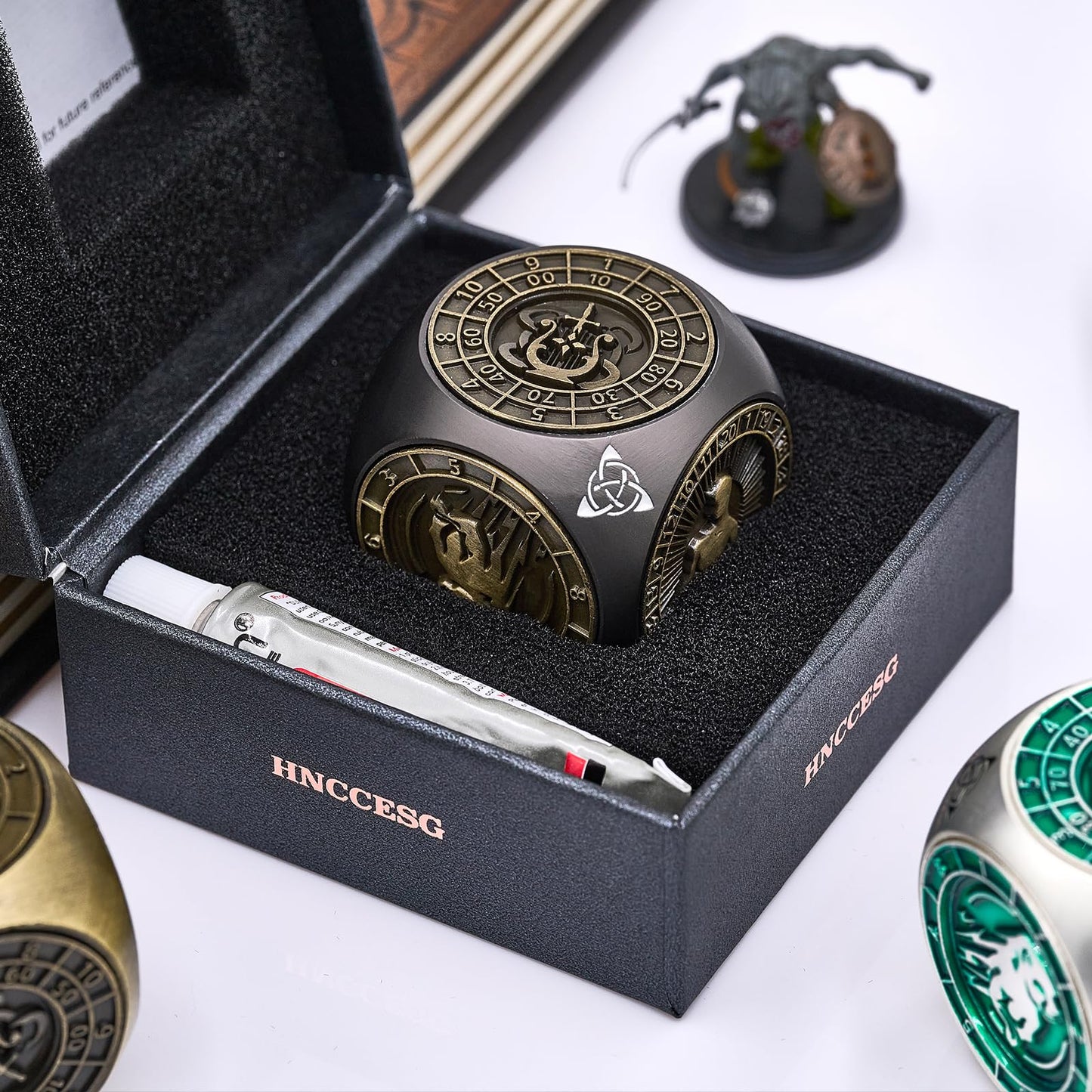 HNCCESG Spinner DND Dice Set – 7-in-1 Metal Polyhedral Dice, Black Bronze