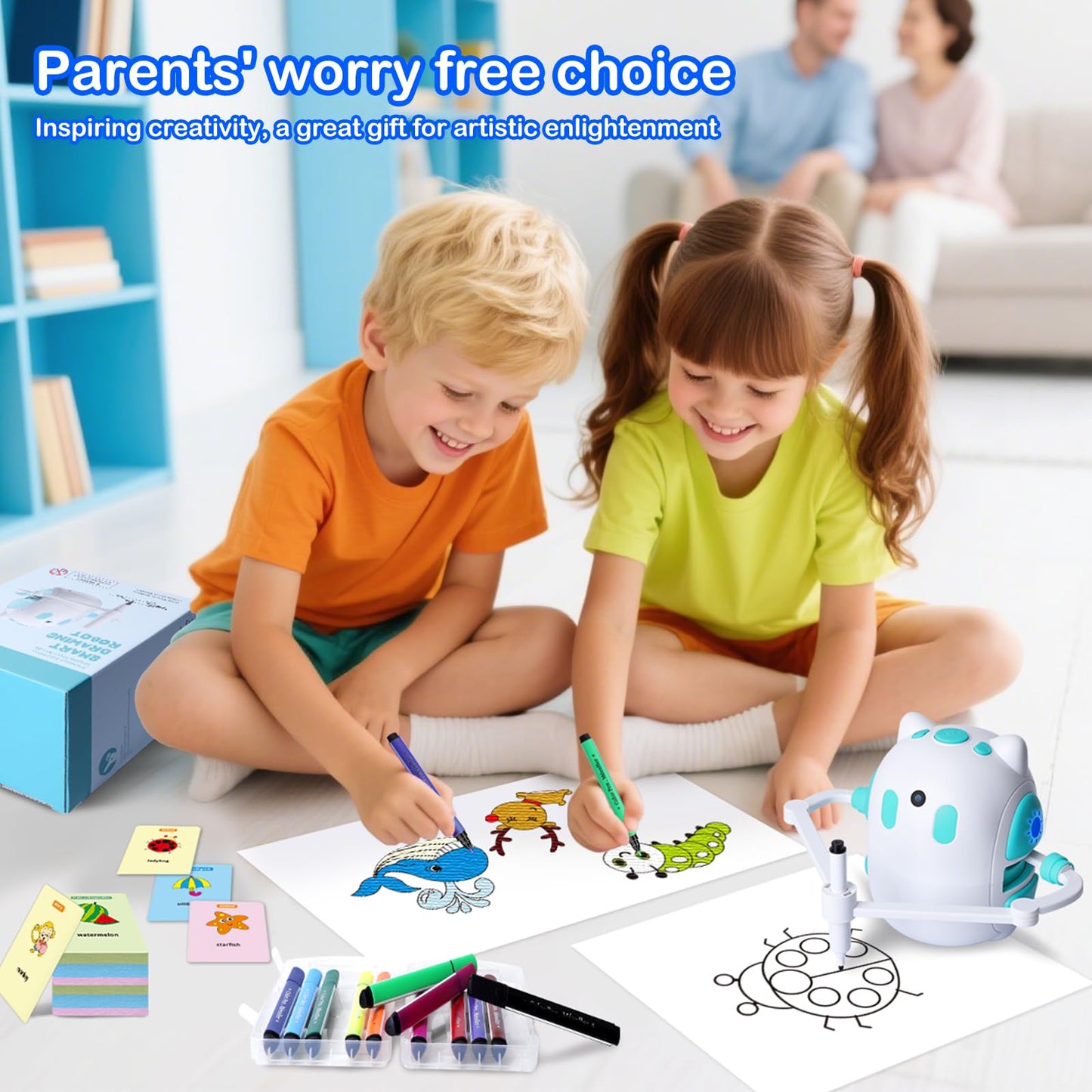 Hoarosall Drawing Robot for Kids – 150 Cards & Voice-Interactive Montessori Painting Toy (Ages 3-8)