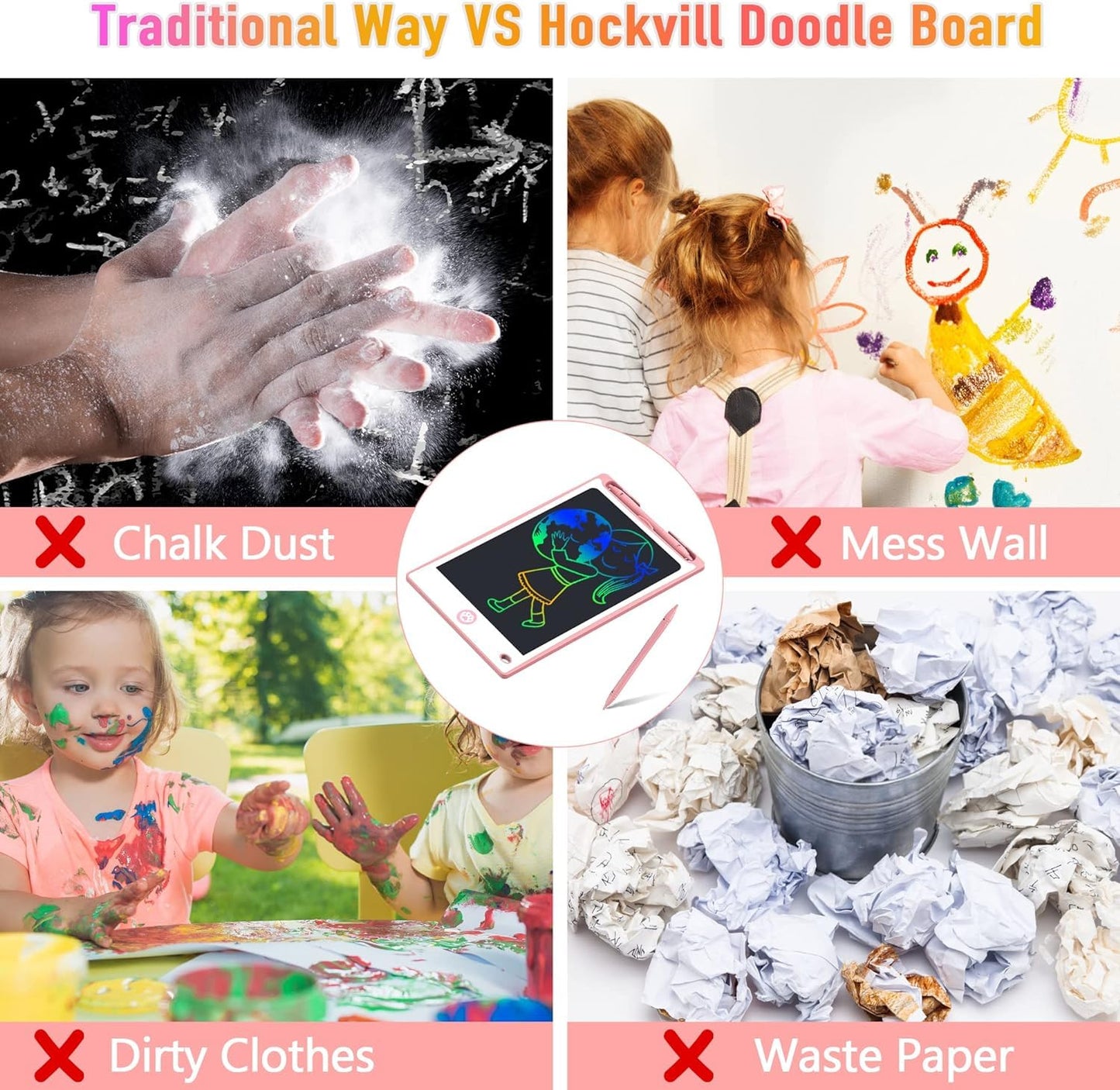 Hockvill 8.8-Inch LCD Writing Tablet for Kids – Doodle Pad for Learning & Travel