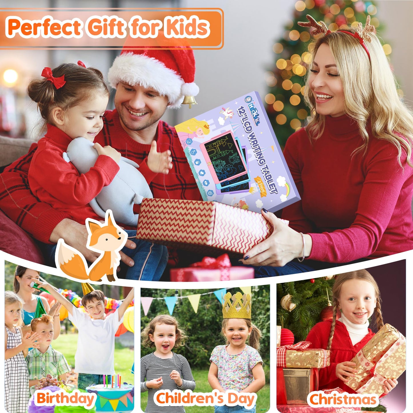 Hockvill 12-Inch LCD Writing Tablet for Kids – Doodle Board with 2 Styluses