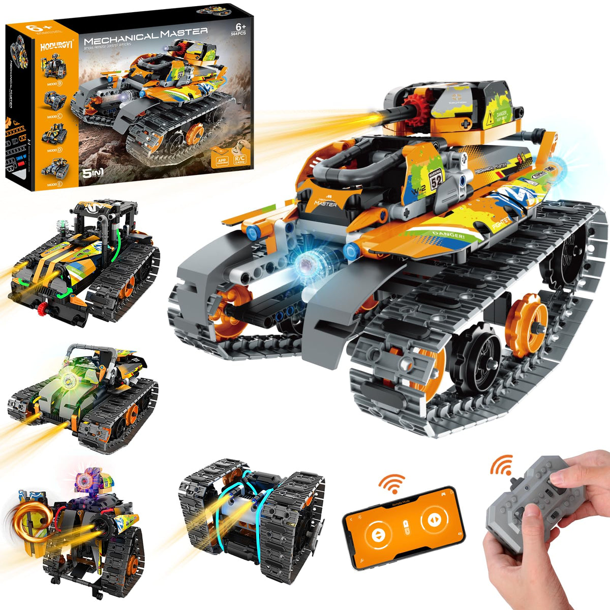 Hodurgyi STEM Robot Kit – 5-in-1 RC Car for Kids 8-12 (App & Remote)
