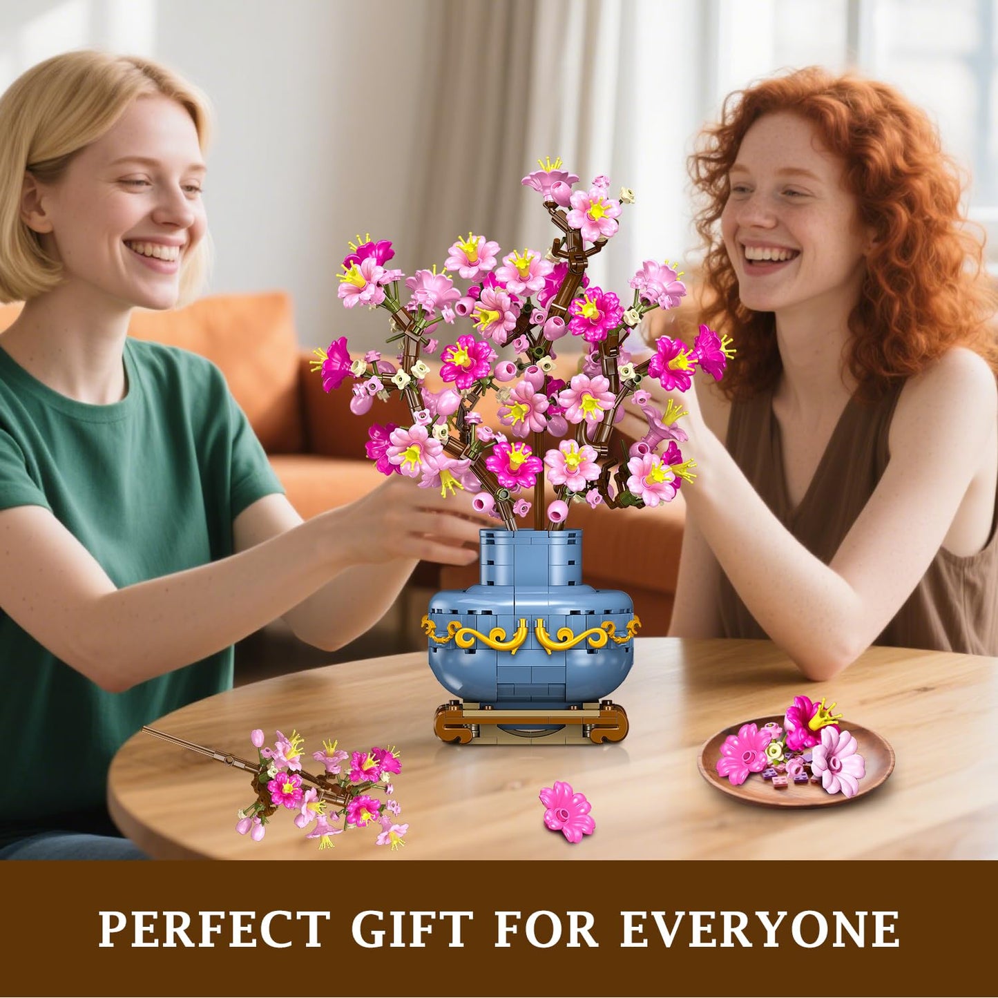 HOGOKIDS Flowers Cherry-Blossom Bonsai Building Set – 2-in-1 Artificial Bonsai for Home Decor (775 PCS)