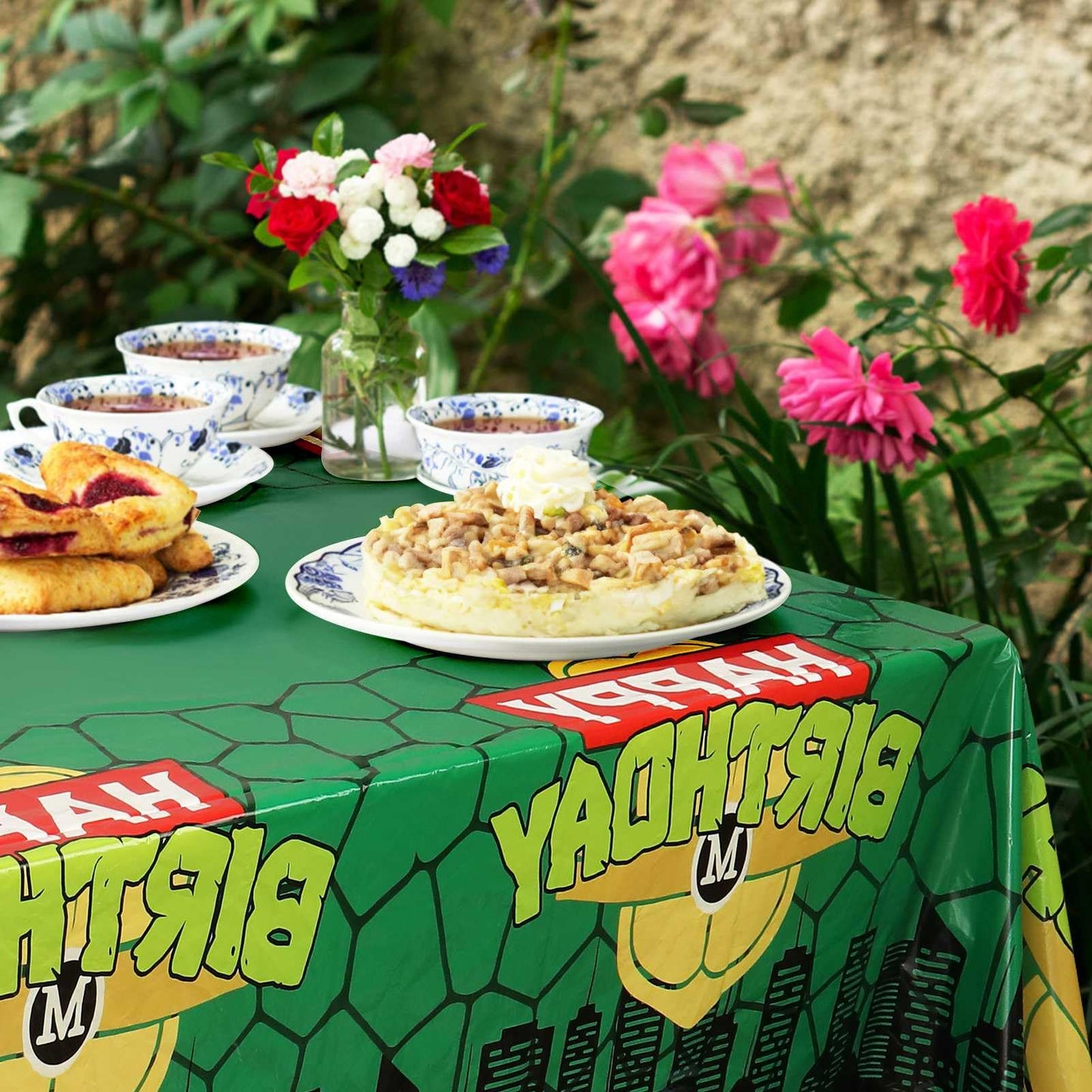 Hokoad Turtle Party Tablecloth 54x108 in – Disposable Waterproof Table Cover & Backdrop