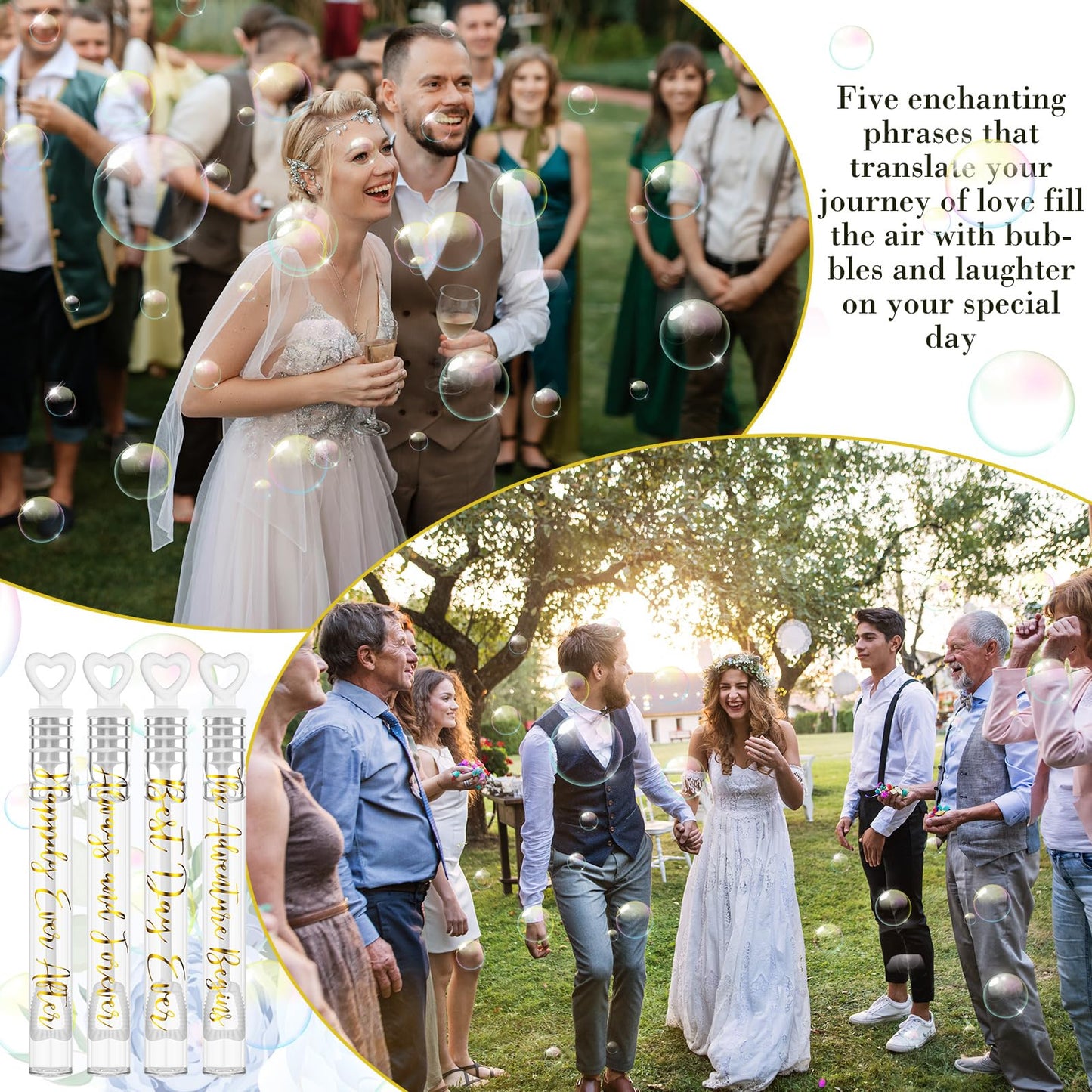 Hollowfly 120-Count Heart Bubble Wands for Weddings & Parties