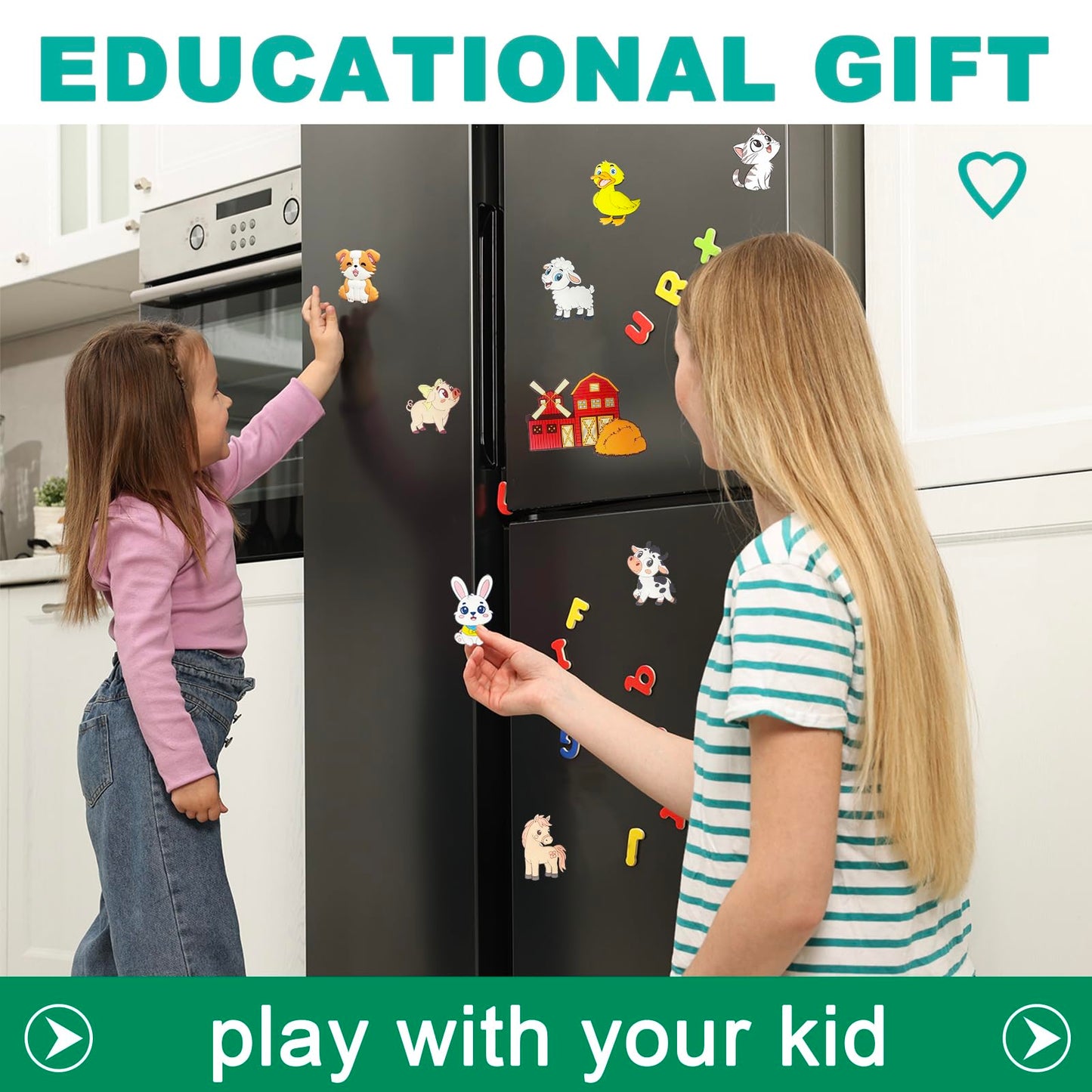 HOMEDISIAC Cute Fridge Magnets for Toddlers 1-3 – Large Farm Animal Magnets