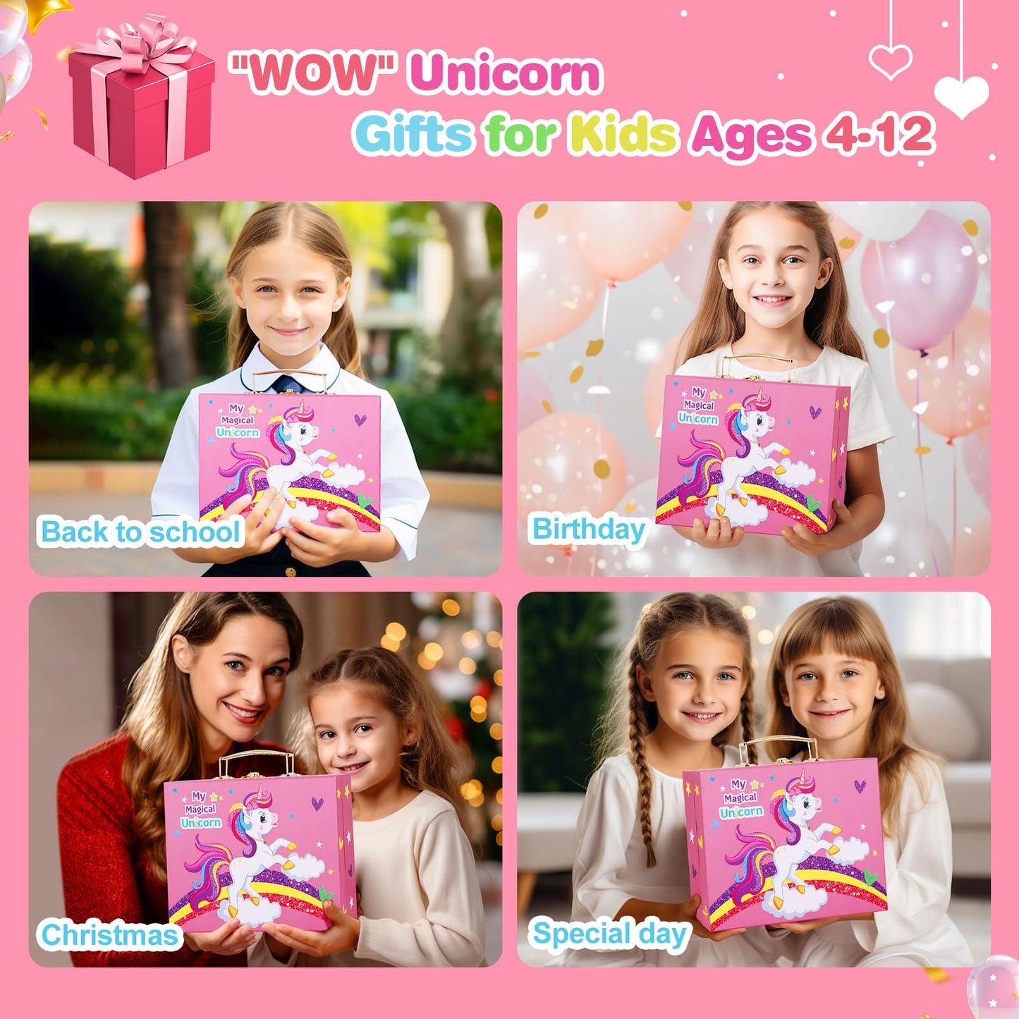 Homicozy 66PCS Unicorn Art Set for Kids – Portable Storage Box Gift for Girls 4-12