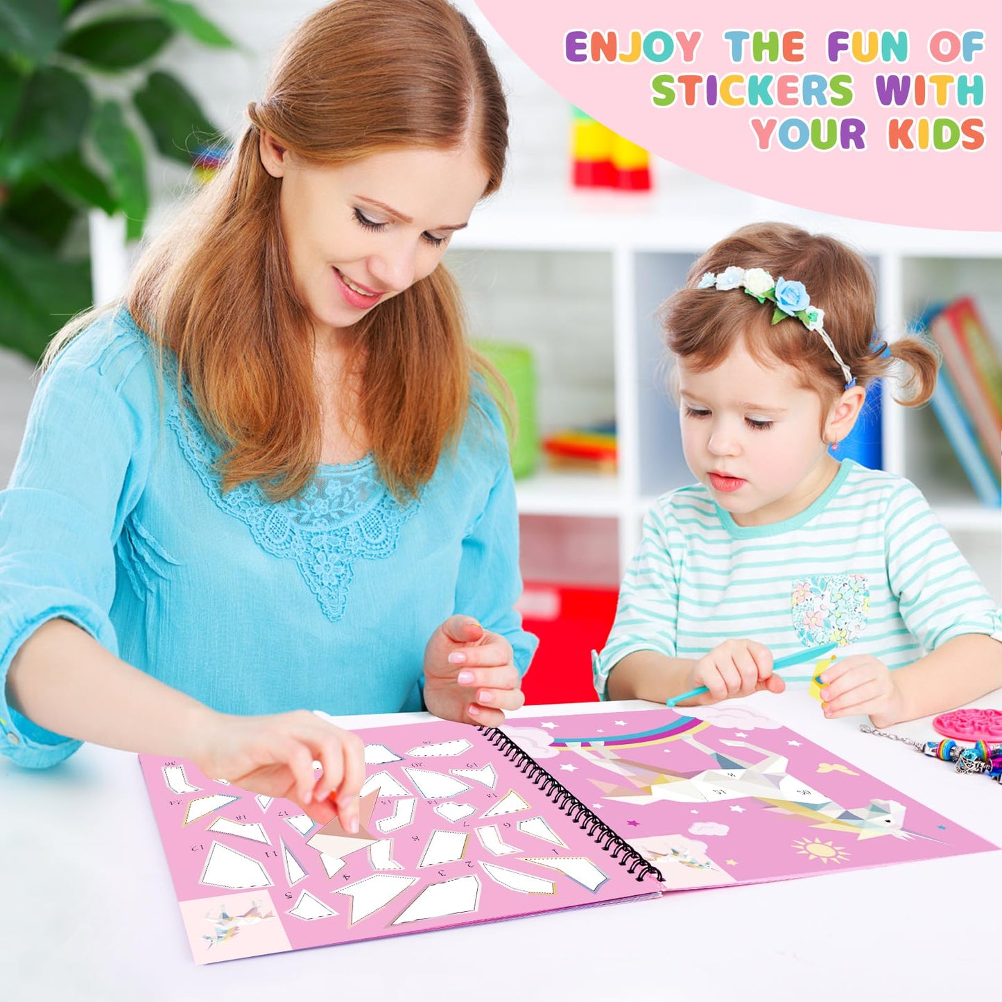 homicozy 4-Pack Sticker Paint Books for Kids 4-10 | Unicorn, Mermaid & Ocean Designs