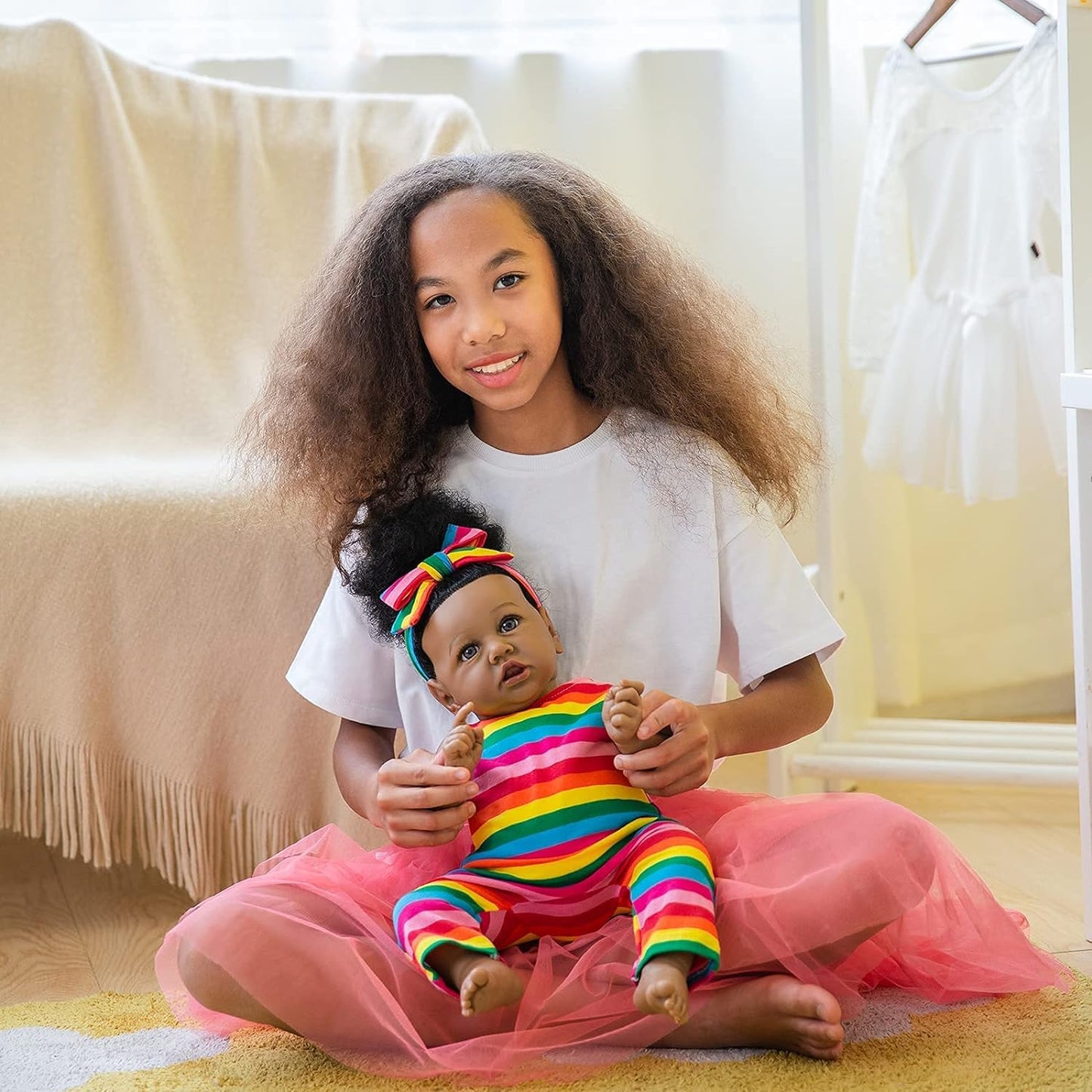 HOOMAI Lifelike Reborn Baby Doll 22.8in – Realistic African American Girl Gift Set