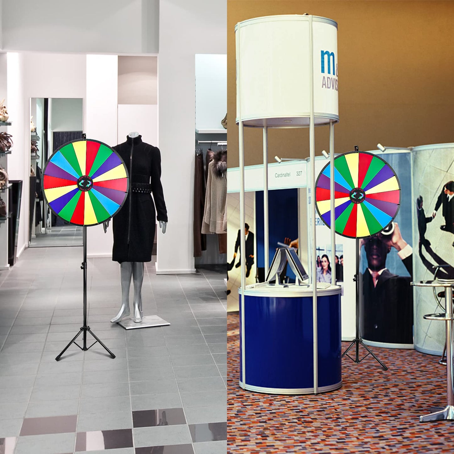 Hooomyai 30-Inch 18-Slot Prize Wheel – Adjustable Floor Stand 54–67 in