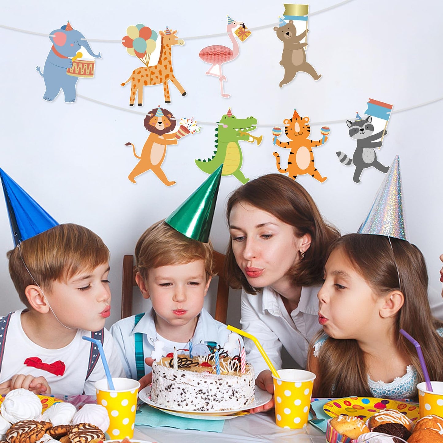 Hooqict Party Animal Banner – 8 Animal Patterns Birthday Garland