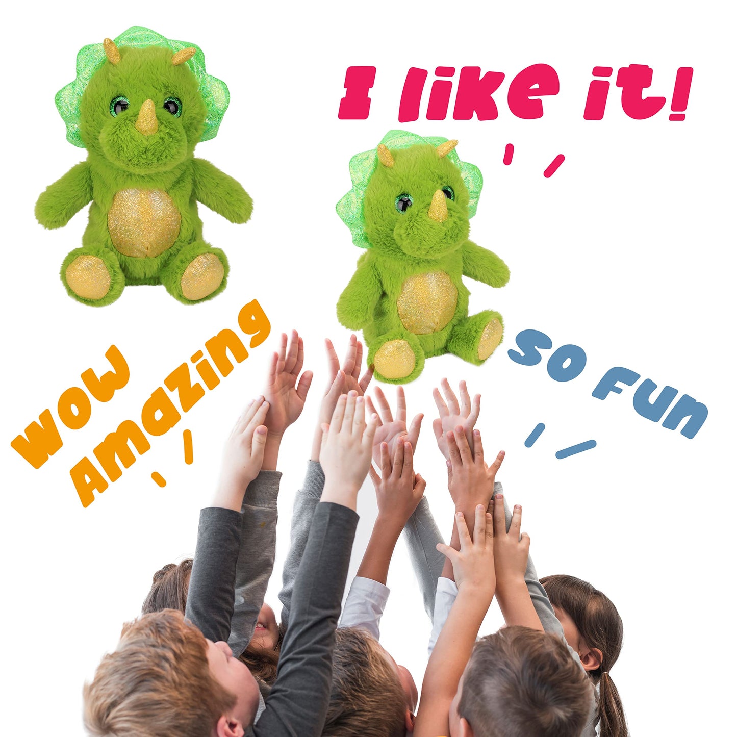 Hopearl Talking Dinosaur: Repeats What You Say with Nodding, 8-Inch Interactive Plush