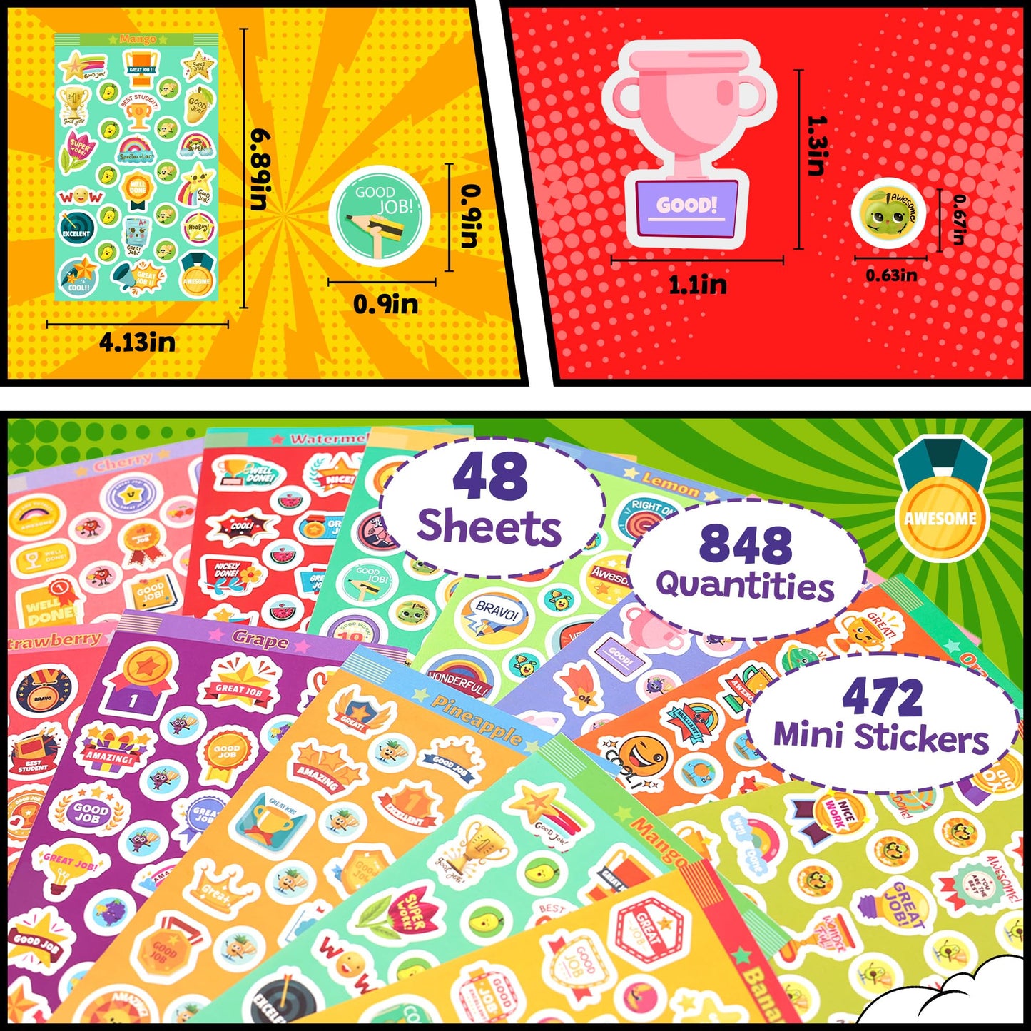 HORIECHALY Smelly Stickers Scratch and Sniff – 1320 Pieces, 48 Sheets, 12 Scents | Positive Reward Tools for Kids and Teachers