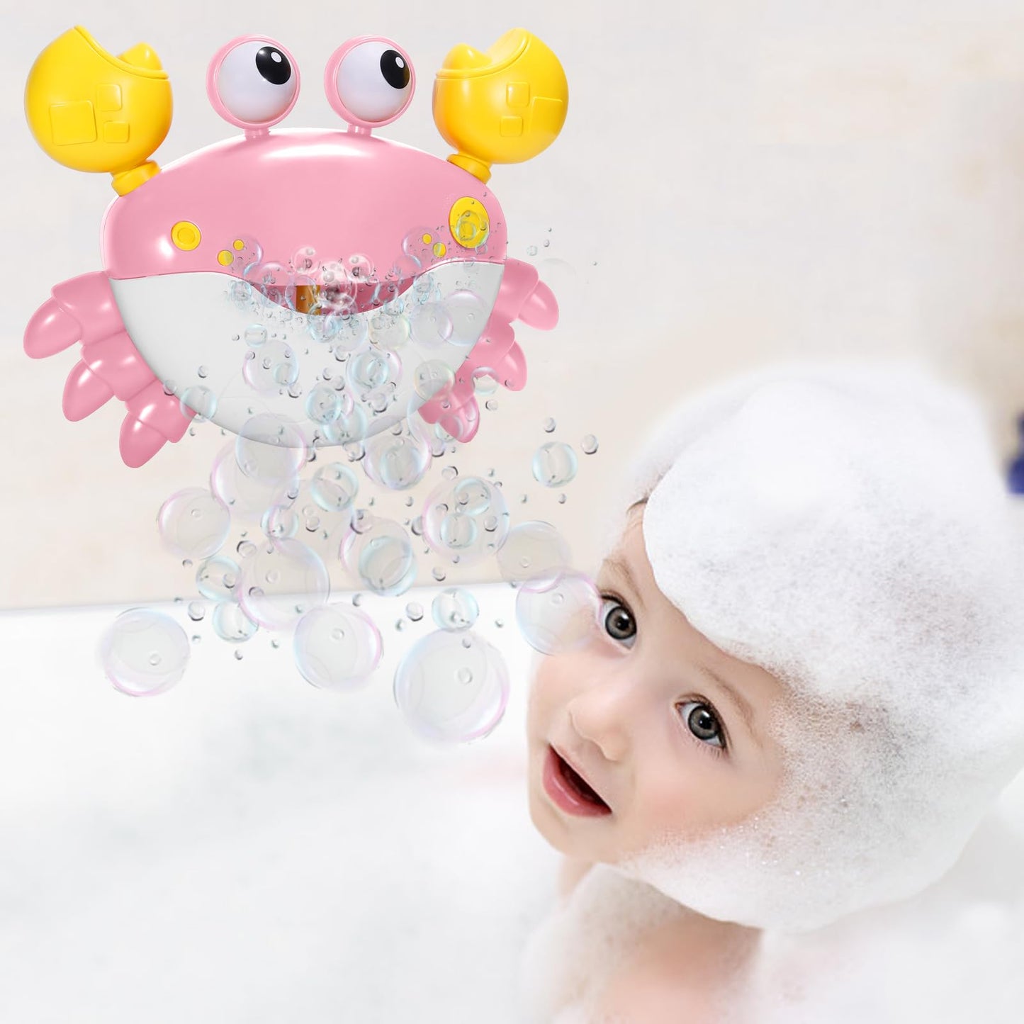 HOSBENI Crab Bubble Bath Maker – Automatic Bubbles & Music Bath Toy with Wall-Mount