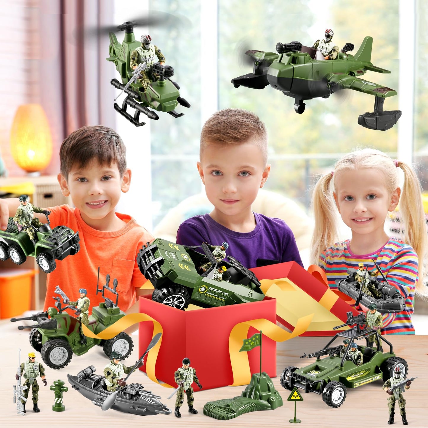 HOSPONY 58-in-1 Army Toys for Boys – Military Vehicles, Action Figures & Gear