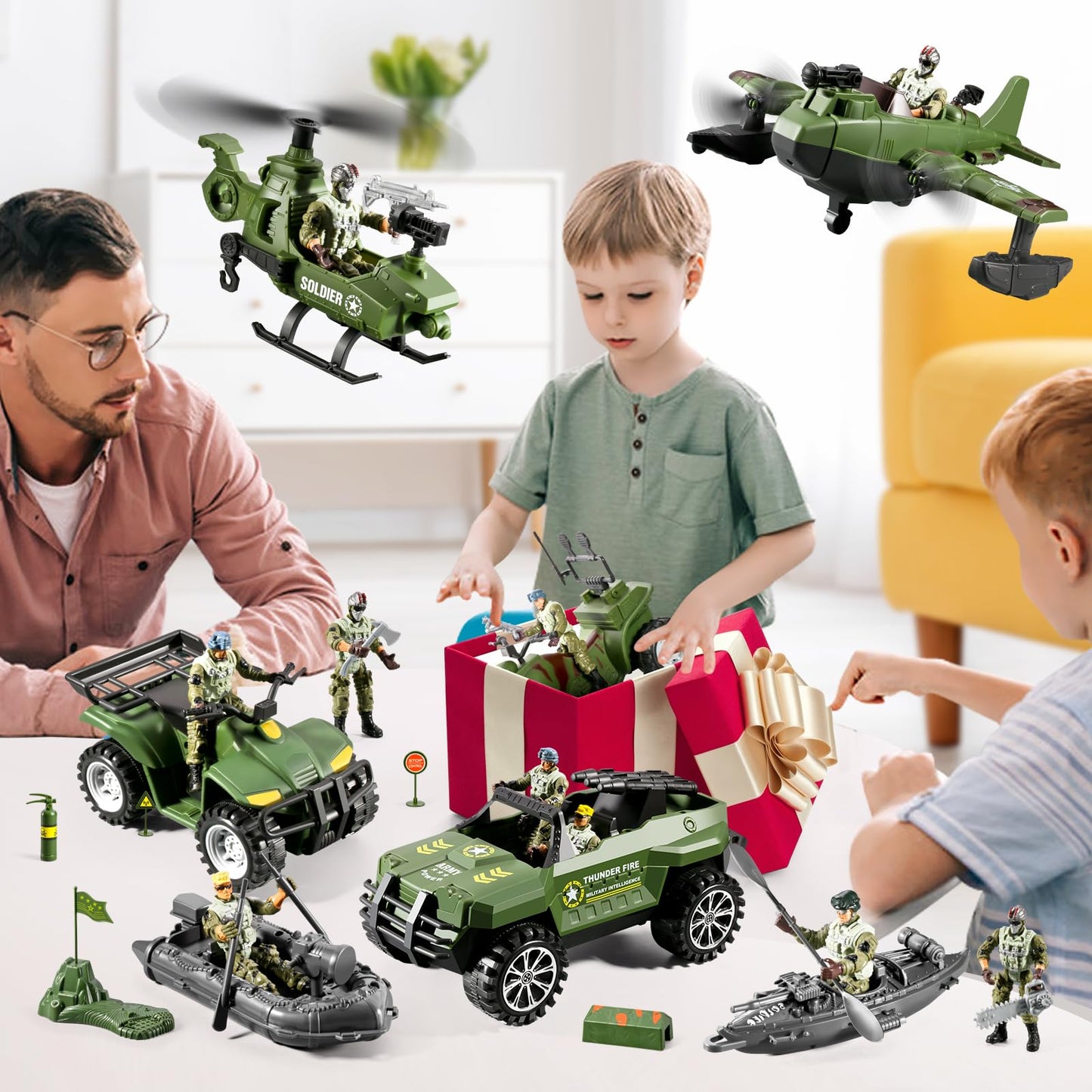 HOSPONY 78-in-1 Army Men Toys Set – Realistic Vehicles & Figures for Imaginative Play