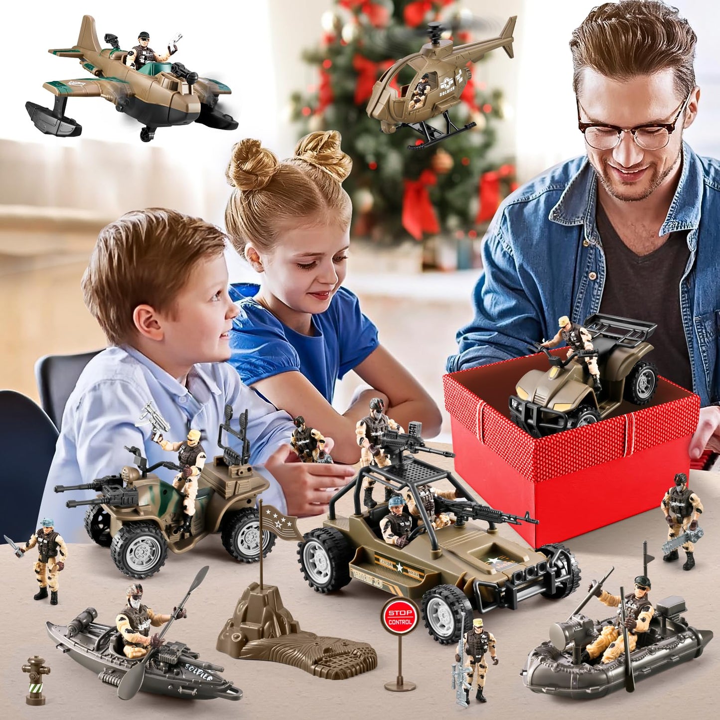 HOSPONY 78-in-1 Army Men Toys Set – Realistic Vehicles & Figures