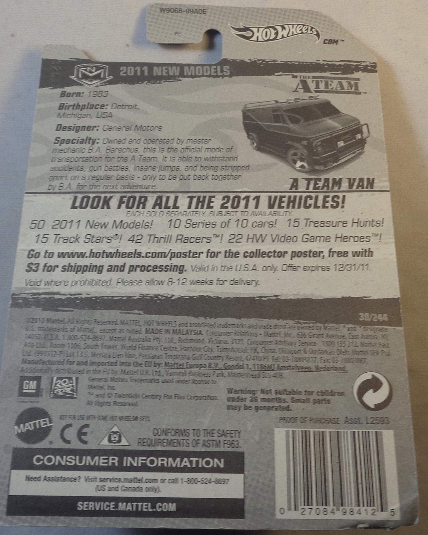 Hot Wheels 2011 A Team Van Black 39/244 – 1:64 Die-Cast Collectible