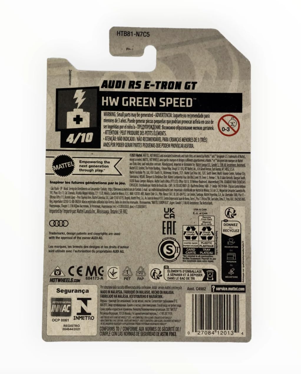 Hot Wheels Audi RS E-Tron GT HW Green Speed 4/10 – Collectible Die-Cast