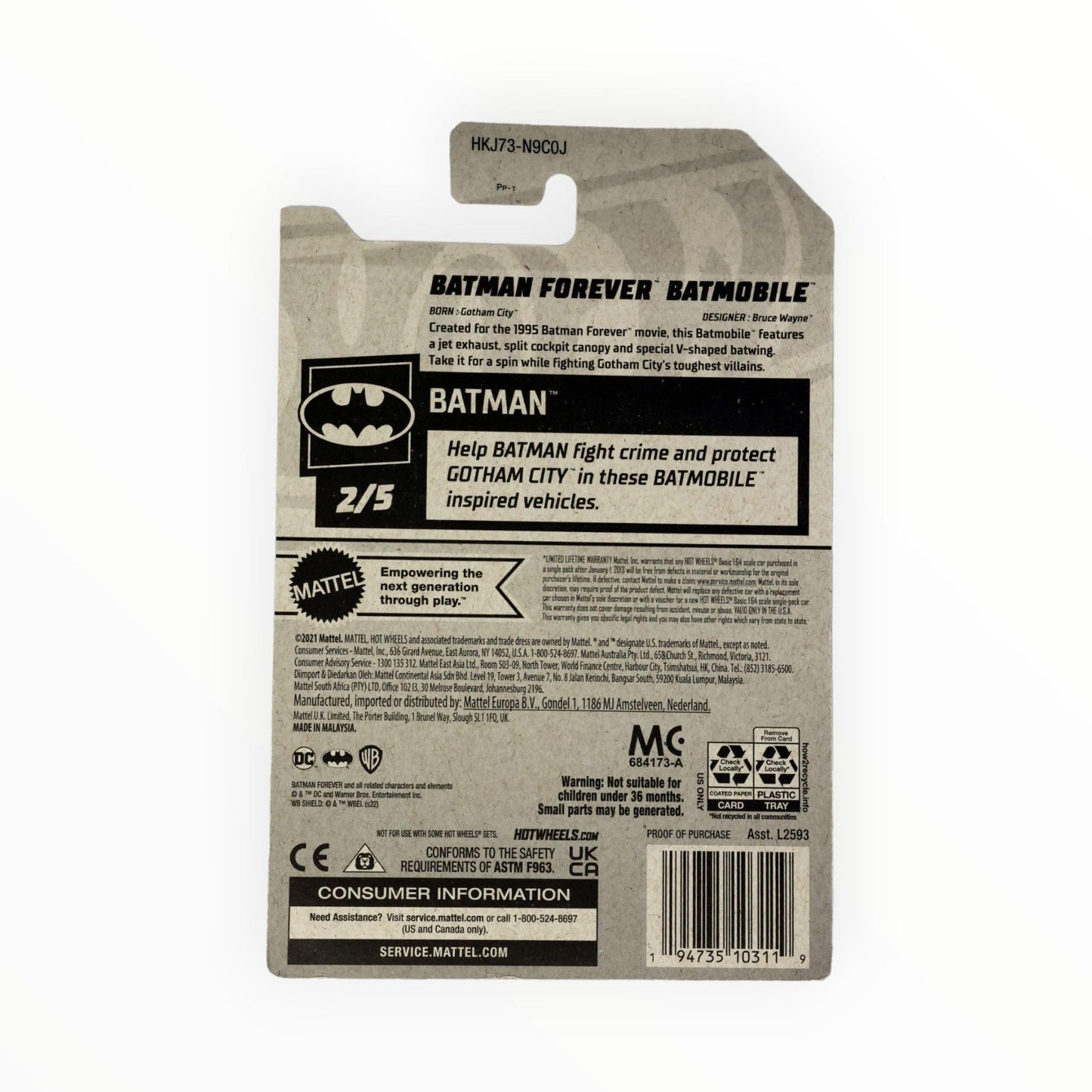 Hot Wheels Batman Forever Batmobile Gray 1:64 Scale – Limited Run 55/250, 2 of 5
